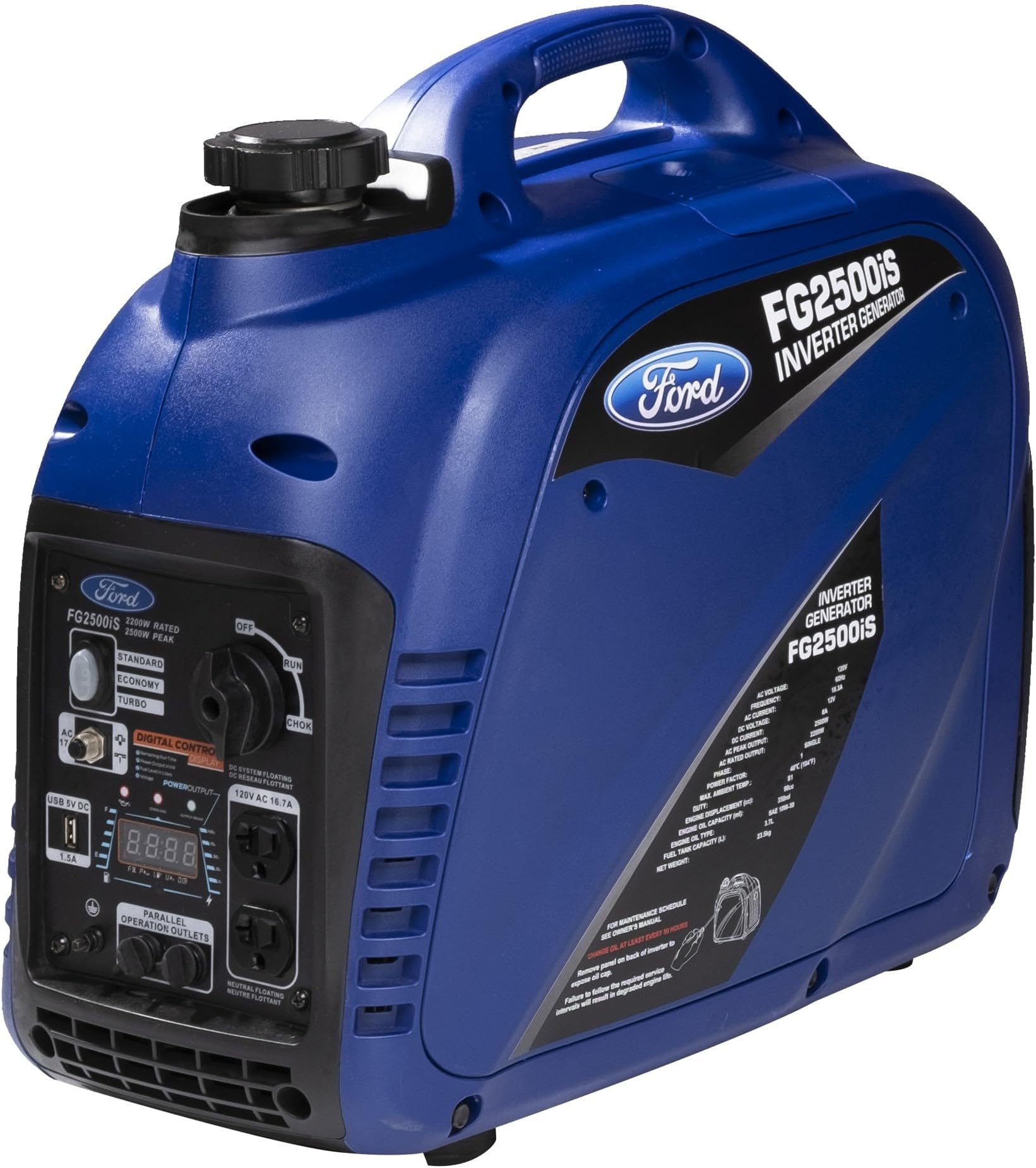 Ford 2300 Watt Gas Inverter Generator, Small Portable & Quiet, Home Use, Camping, Outdoor, CARB Compliant, Parallel Capability, Built Ford Tough, Generadores De Gasolina Silencioso, FG2300IS