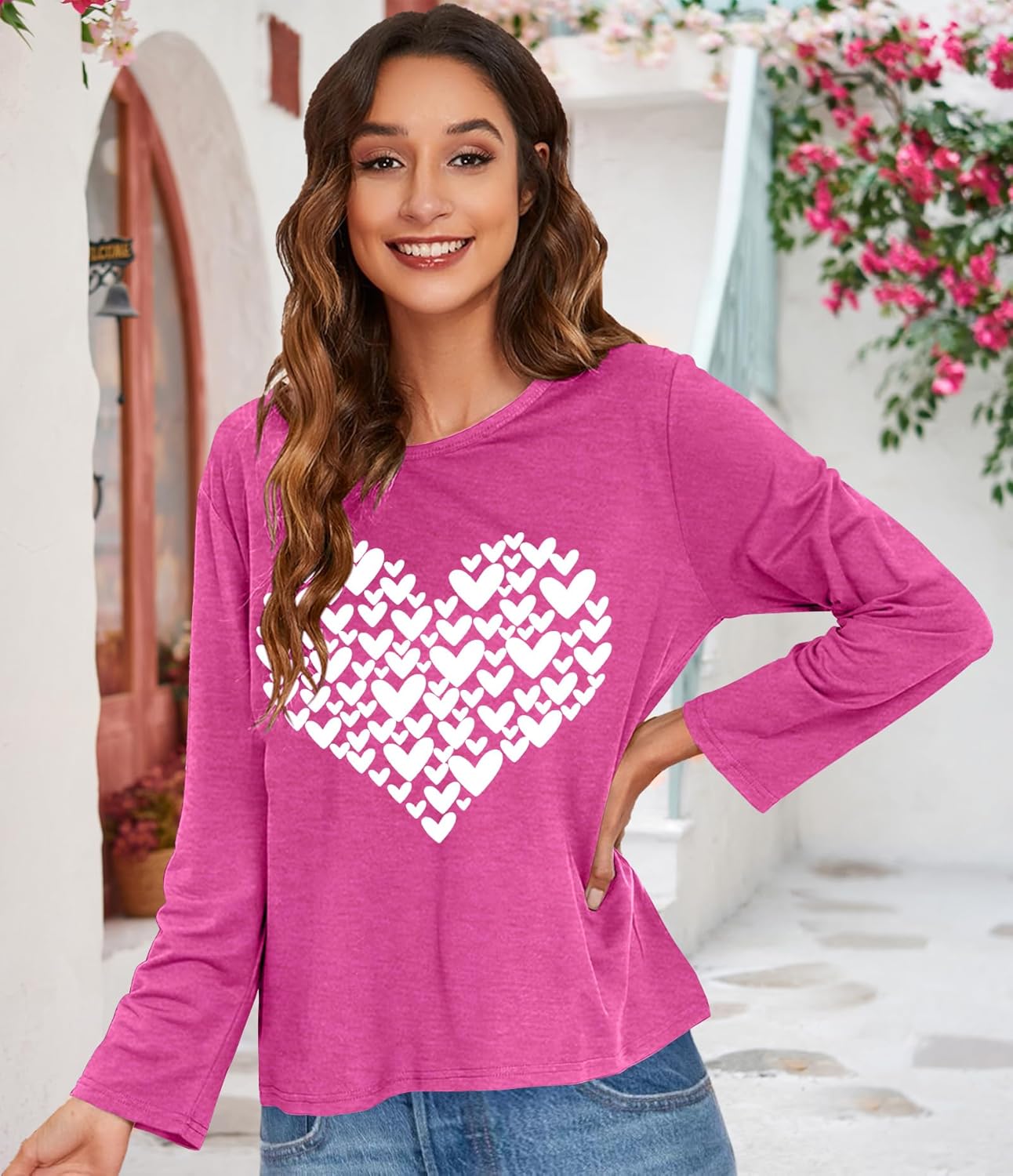 Valentine Shirts for Women Love Heart T Shirt Long Sleeve Valentines Gift Shirt Casual Tee Tops - Image 3