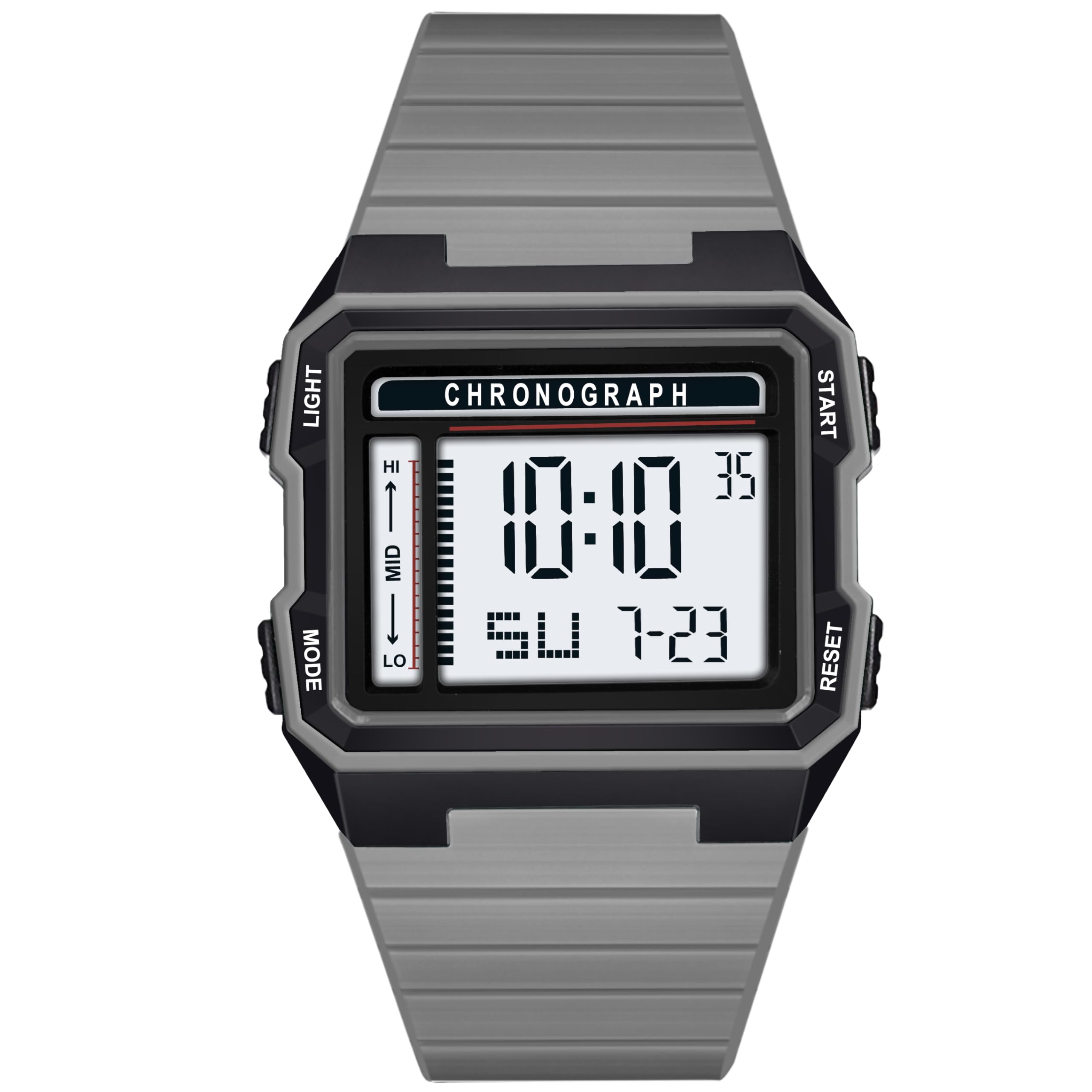 Franklord DG Chronograph Series | Square Shape Black Fiber Dail Digital Watch for Boys & Girls | Digital Watch with Date,Day,Light and Alarm | Silicone Grey Strap Watch for Boys & Girls (B0D95S42C9) Amazon Price History, Amazon Price Tracker
