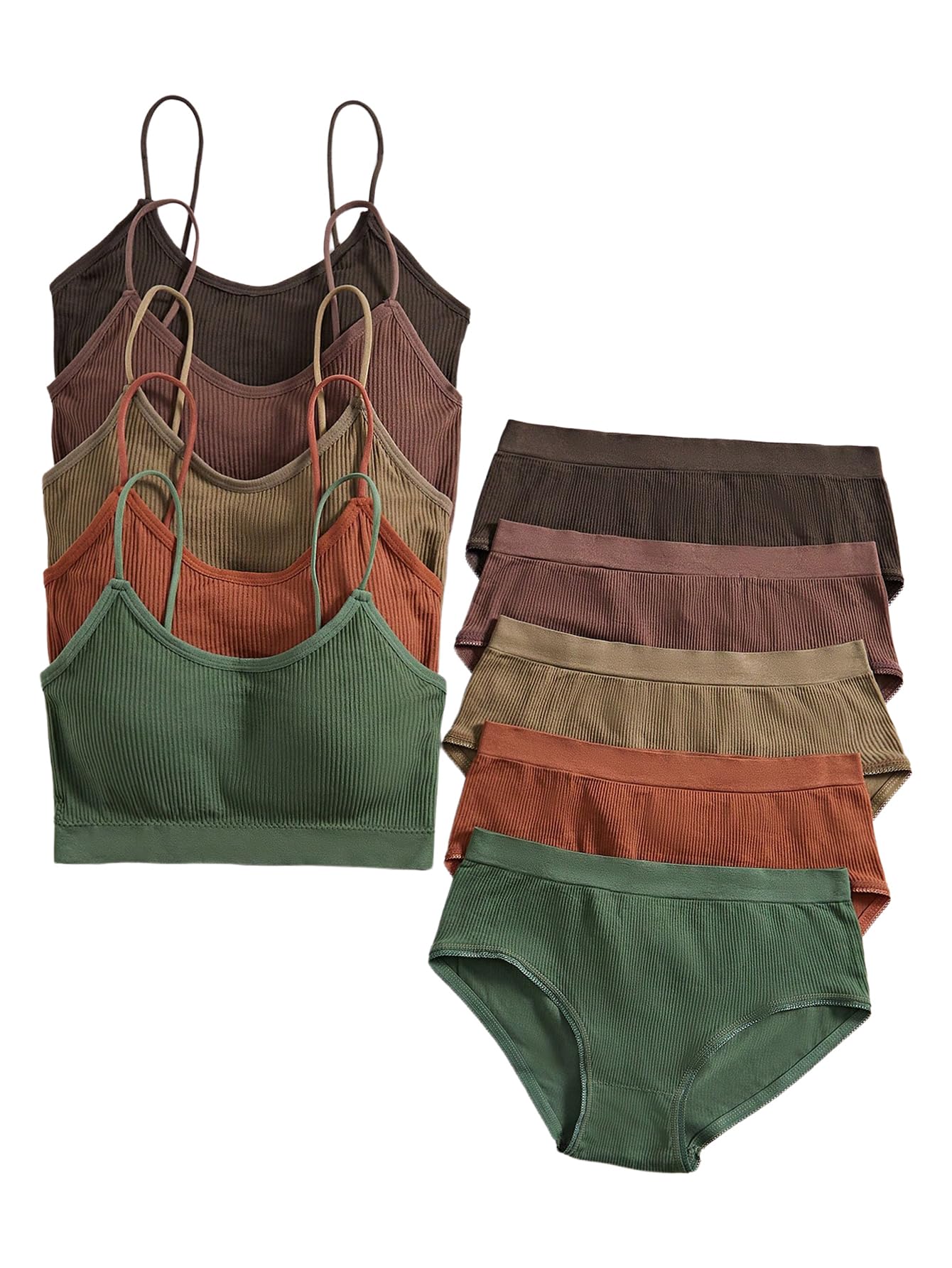 BEAUDRM 5-Pack Ribbed Lingerie Set