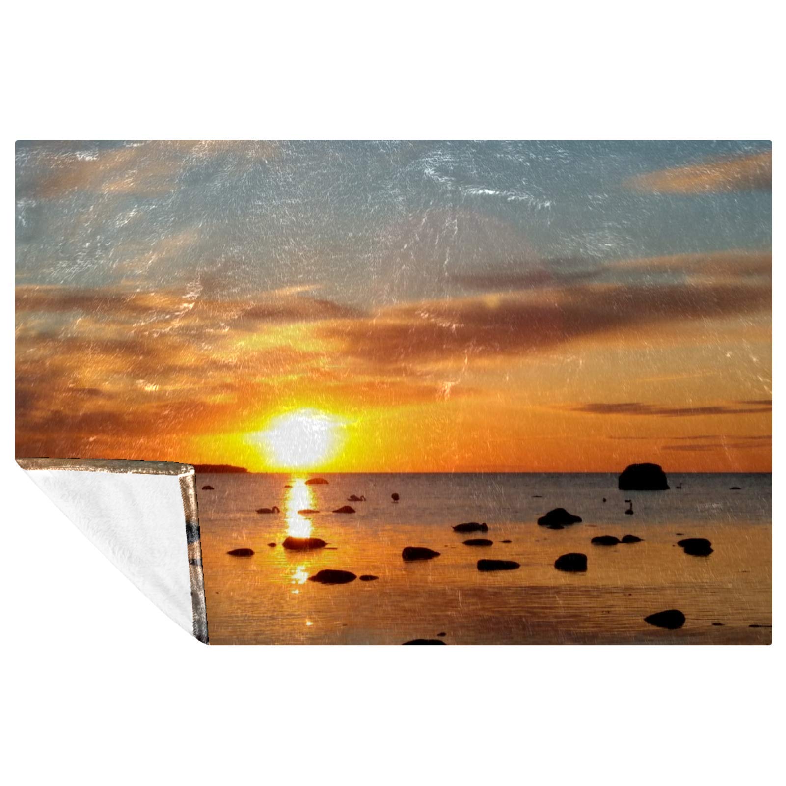 Jeté de lit canapé jeté de canapé plaid chaud motif mer Baltique 150x100 cm