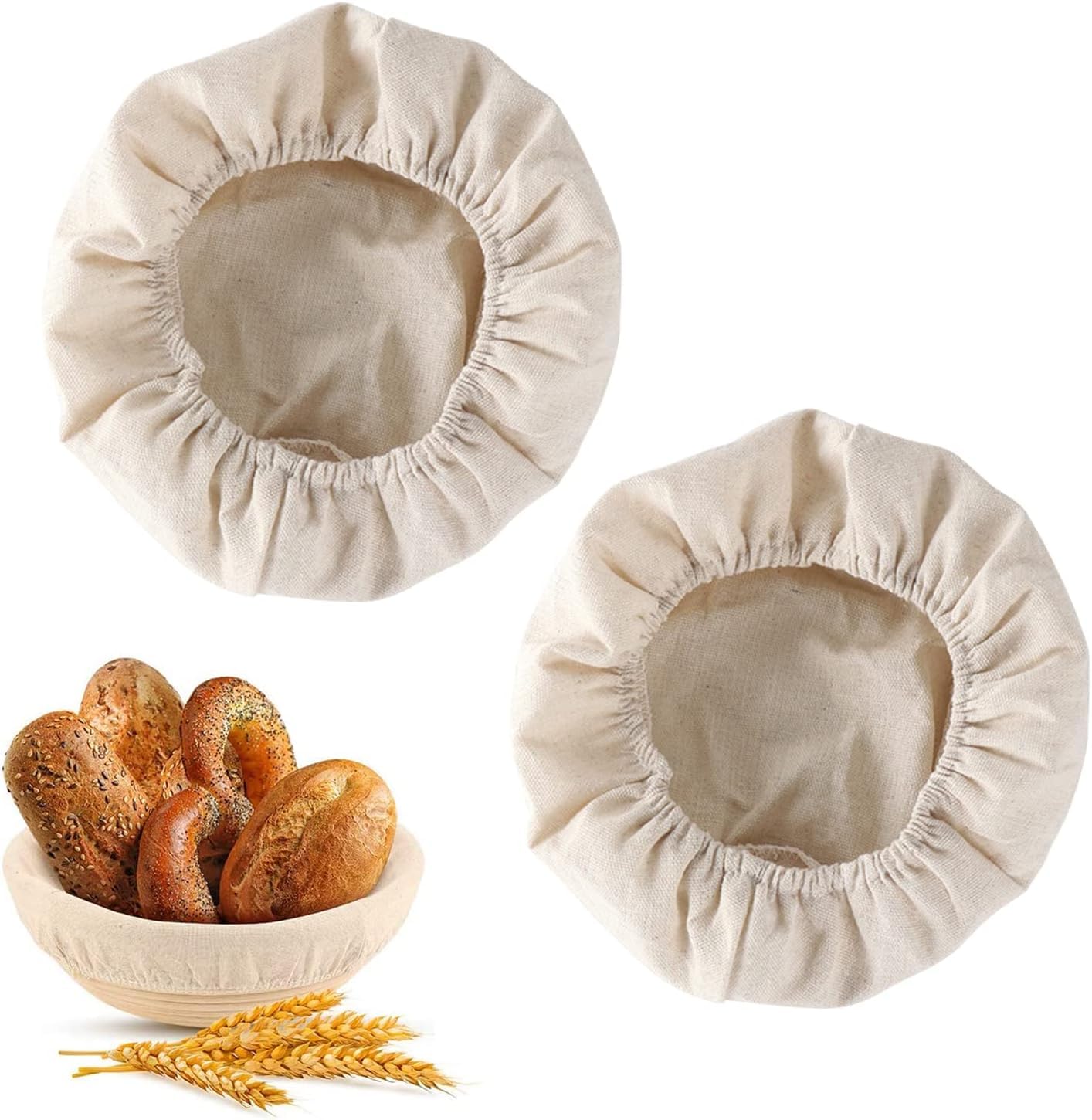 Bawełniany lniany kosz na chleb, owalna podszewka z tkaniny do kosza, podszewka z tkaniny do kosza do pieczenia chleba, tkanina odporna na banneton, do koszy fermentacji chleba, 2 sztuki