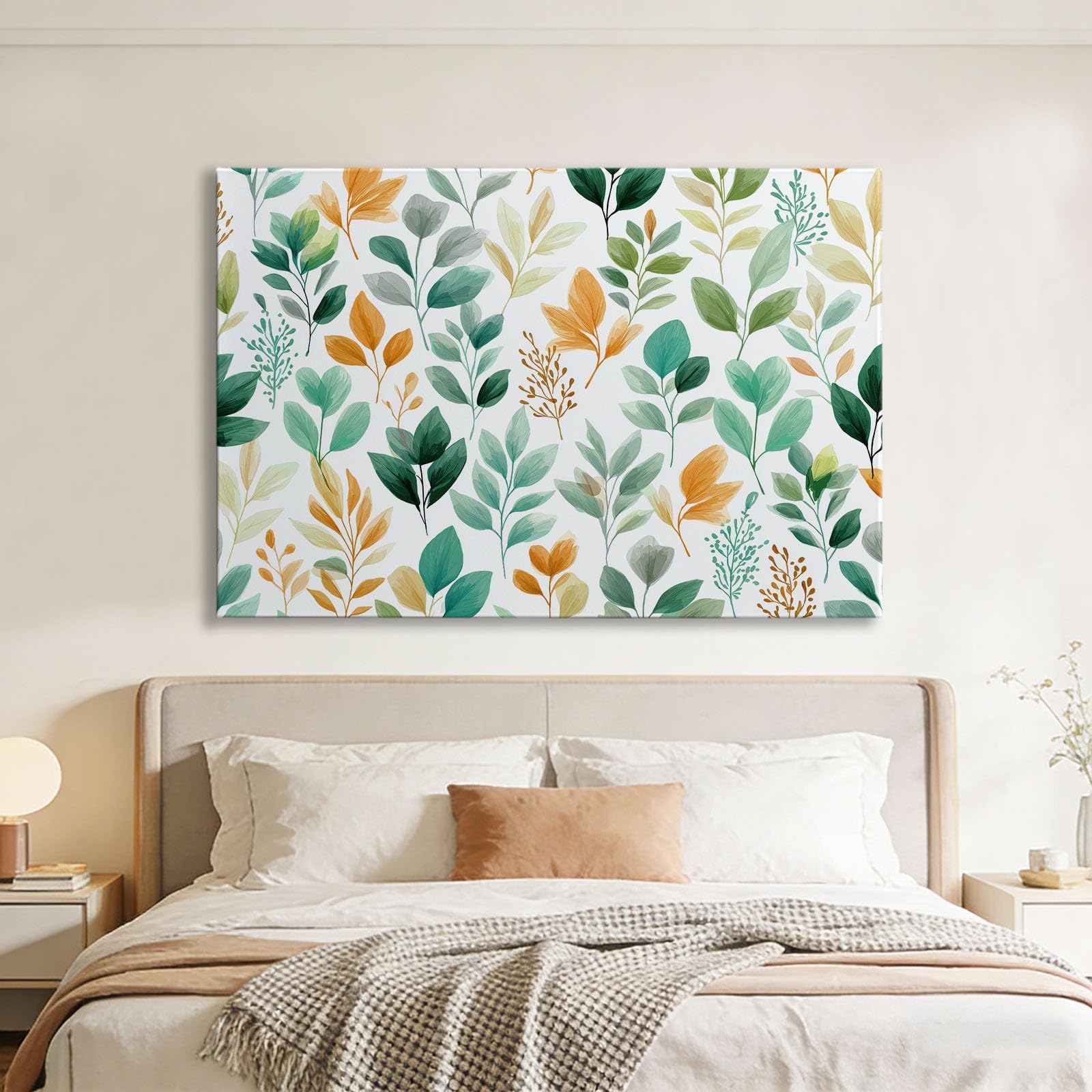 Genérico Lienzo Decorativo con Marco Madera enredaderas frondosas 70x50cm Laminas Cuadro para Pared, Decoracion Habitacion y Salon Dormitorios, Cuadros para Hogar