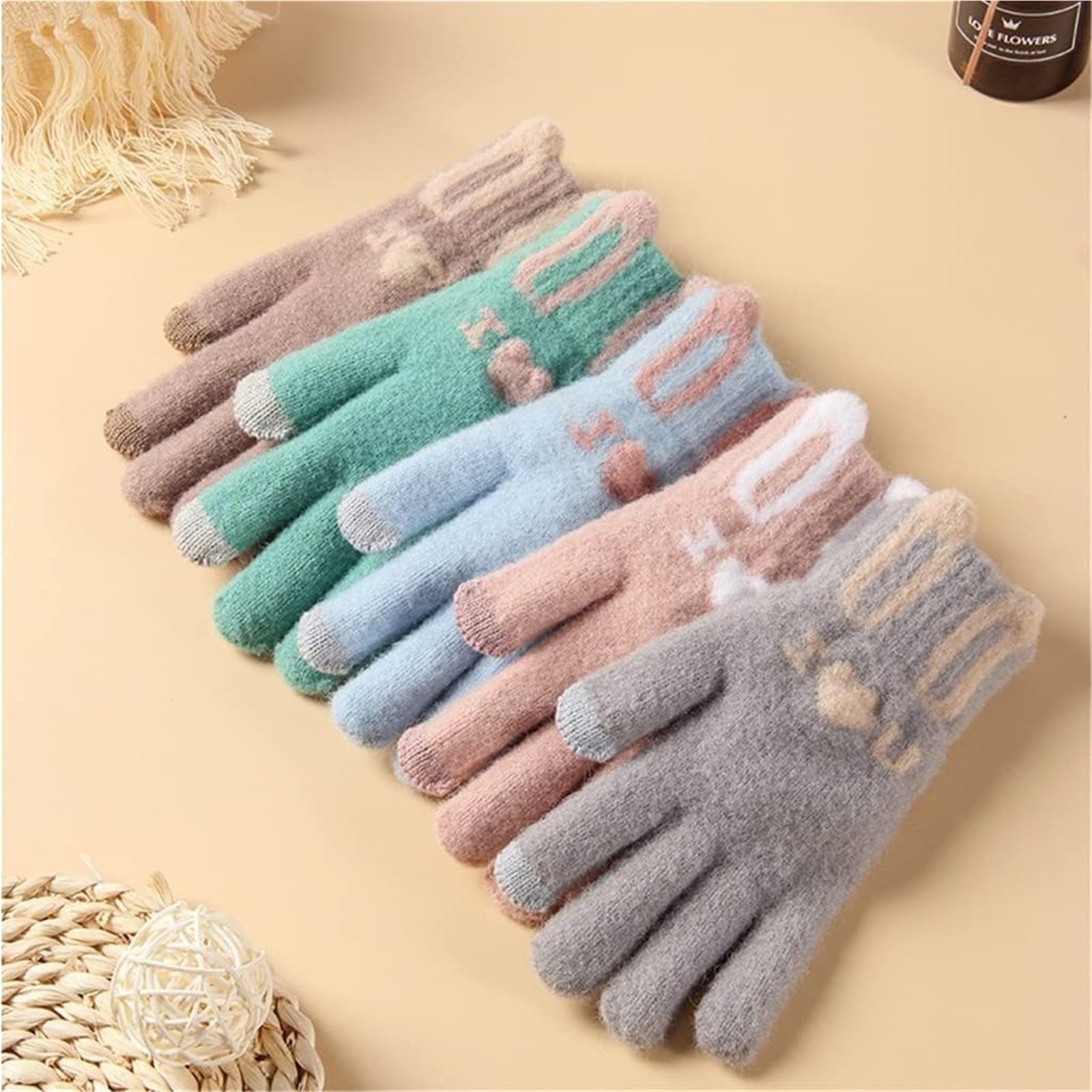 Guantes Running Guantes Cálidos De Punto De Invierno For Bicicleta Deportiva, Guantes Con Pantalla Táctil De Cinco Dedos Guantes Deporte Hombre
