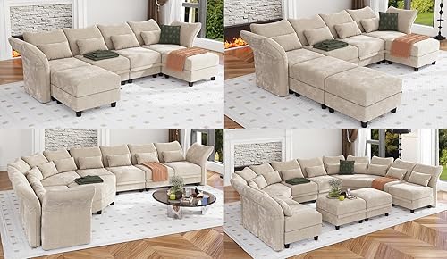 Miniatura 7 de LLappuil Reposabrazos/respaldo para sofá modular modular, personaliza sofás con ángulo ajustable, color caqui Tool Free Assembly, Flexible Layouts