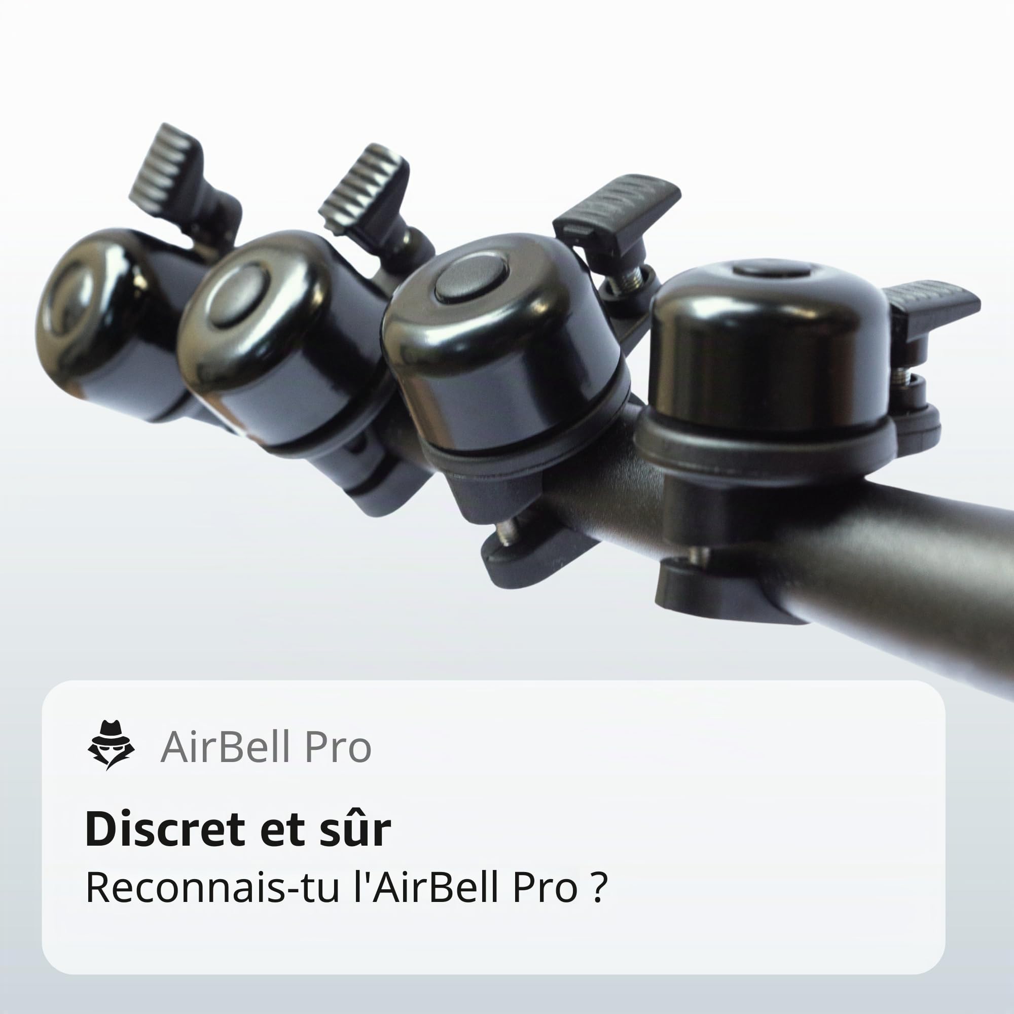 AirBell Pro - Sonnette de vélo pour Android - Avec traceur intégré - Compatible avec Google Mon appareil de recherche réseau (guidon standard de 22,2 mm)