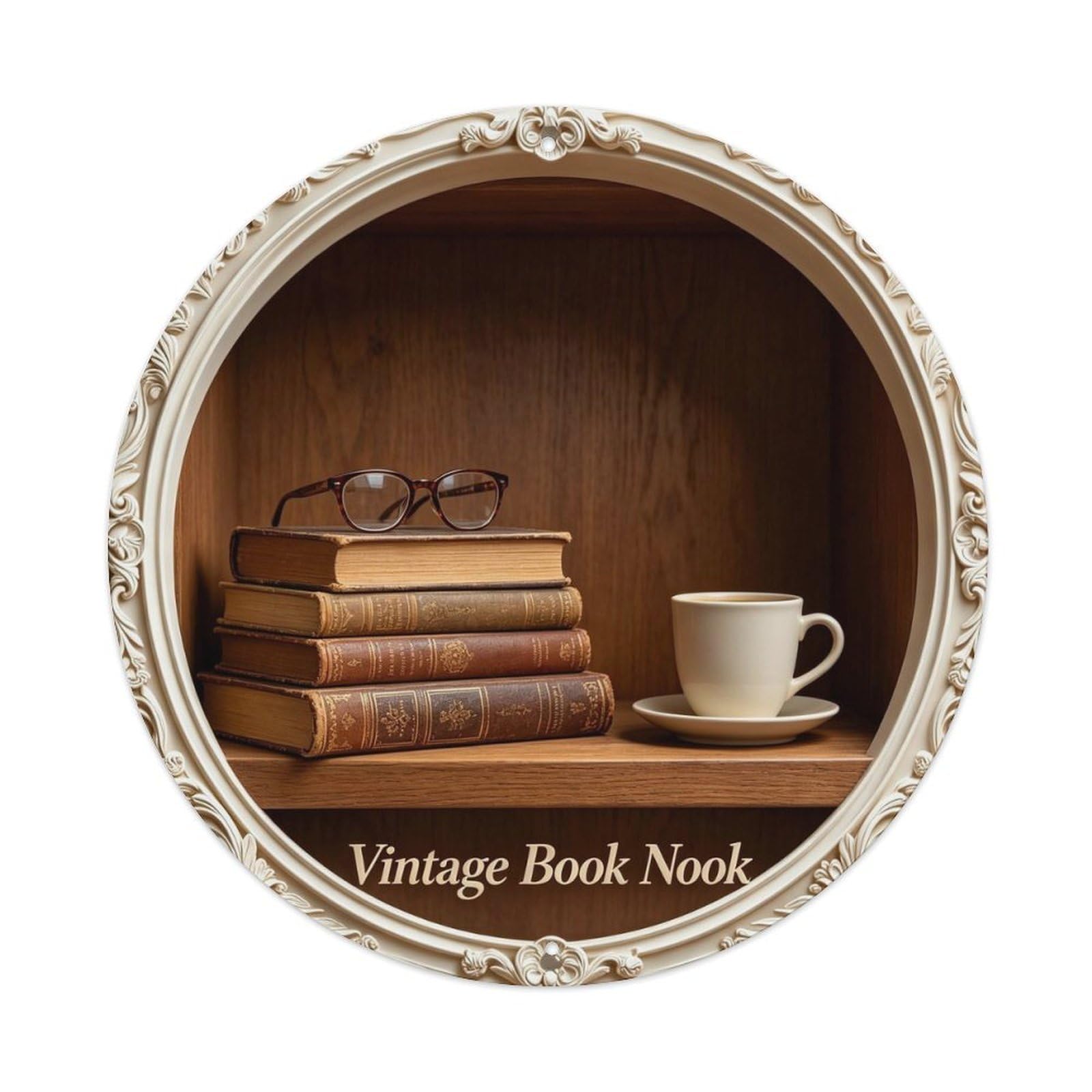 Vintage Book Nook Metal Tin Sign Plaque