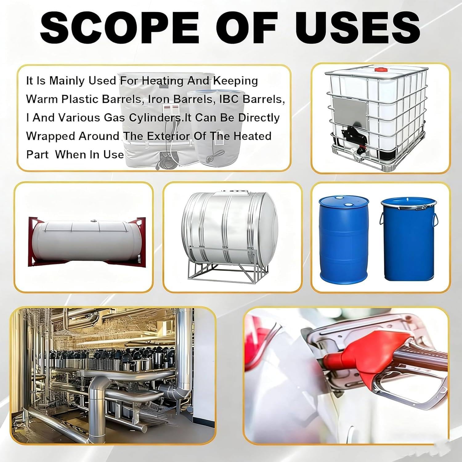 Calentador De Barril De Tonelada IBC,Manta Calefactora De Tambor De 2300w/4000w,Manta Térmica De Tambor De Aceite,Calentador De Tambor De Aceite De 200l/1000l Grey-55Gallon/200L
