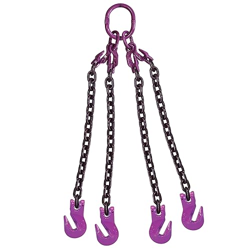 Miniatura 8 de US Cargo Control Eslinga de cadena ajustable de 4 patas de 3/8 pulgadas x 10 pies con gancho de fundición grado 100 de acero aleado para carga