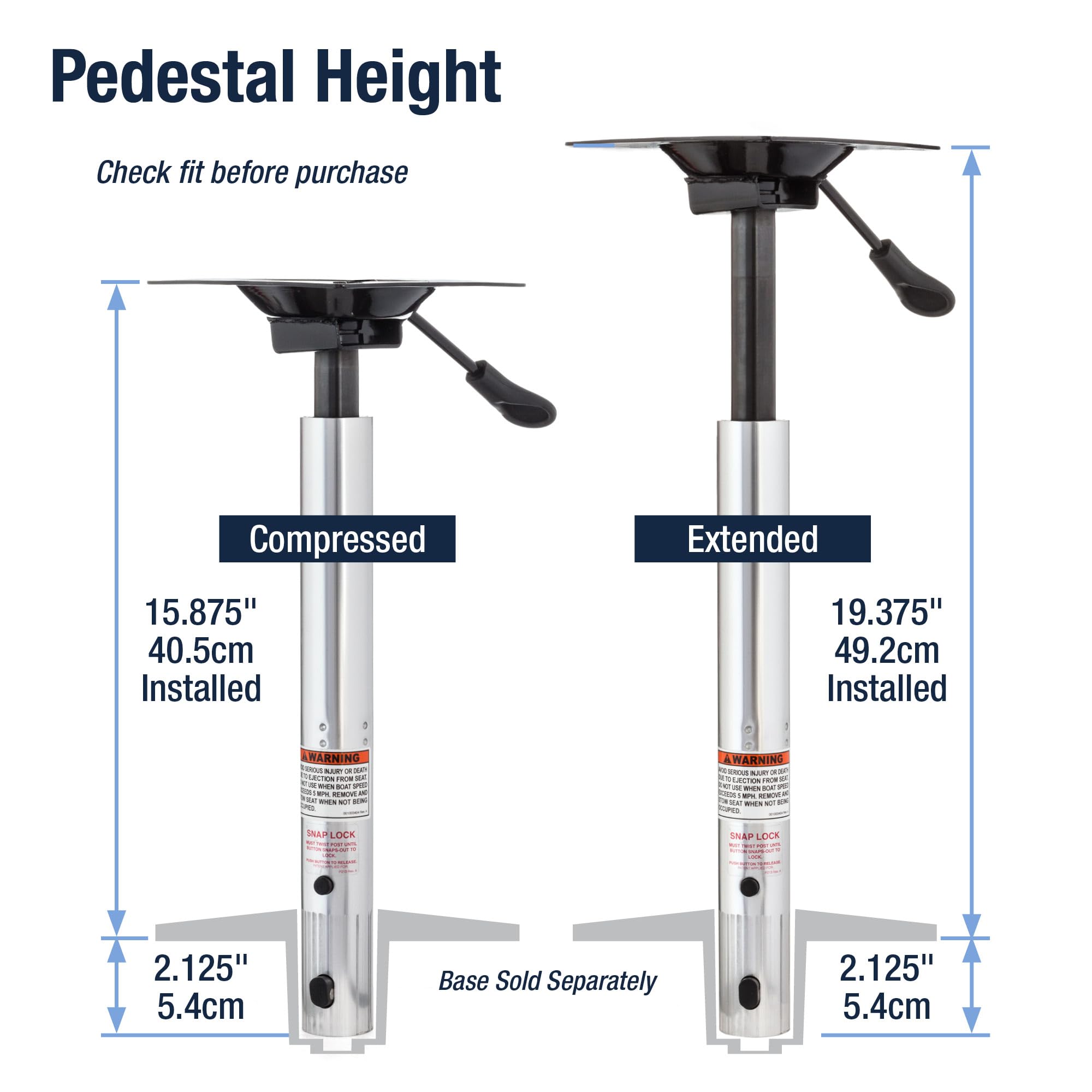 Amazon.com : Attwood Snap-Lock Seat Pedestal 15.8-19.3 Inch