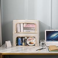 Vista 9 de Paquete de 3 cajas de almacenamiento con marco, bolsas de almacenamiento de ropa, tela Oxford, plegable, apilable, juego organizador con ventana