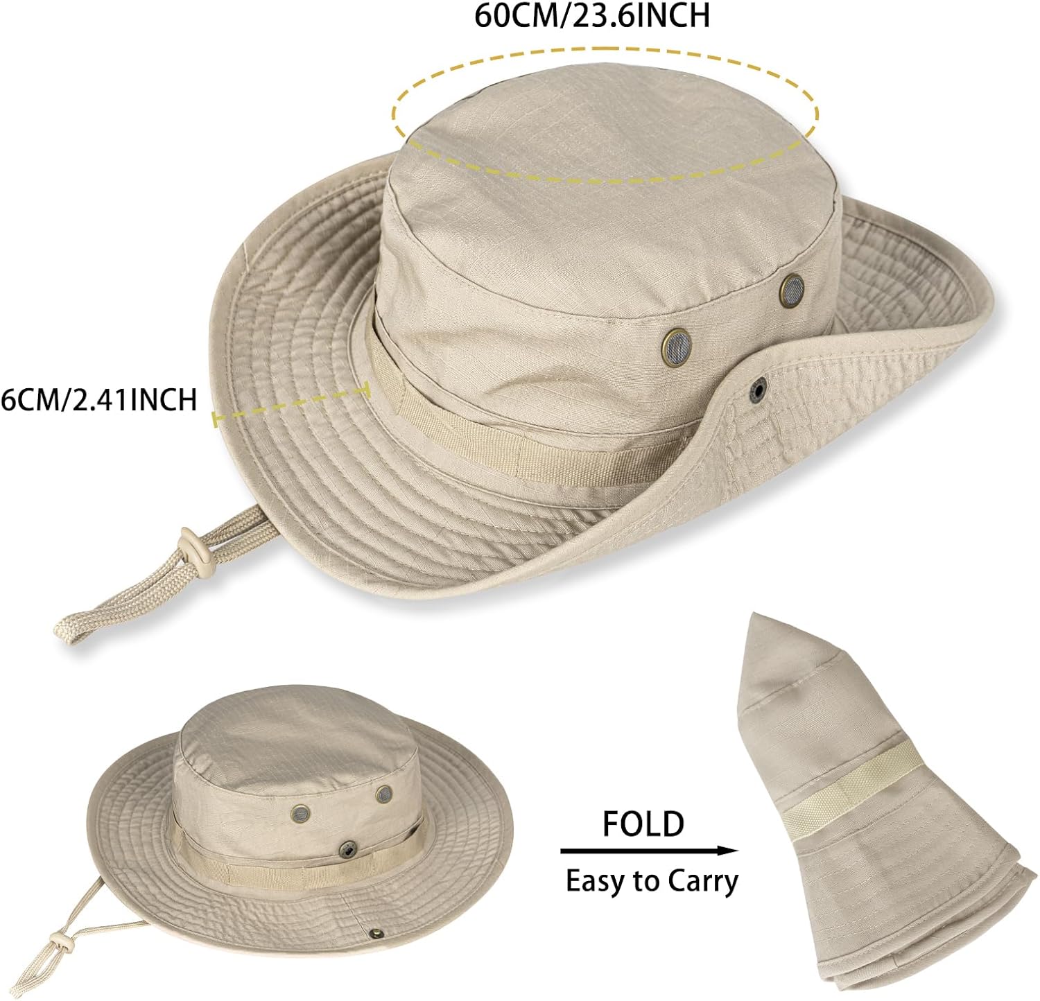 Sun Hats for Men Women Boonie Hat UPF 50+ Bucket Hat Wide Brim UV Protection Fishing Hiking Safari Outdoor Hats