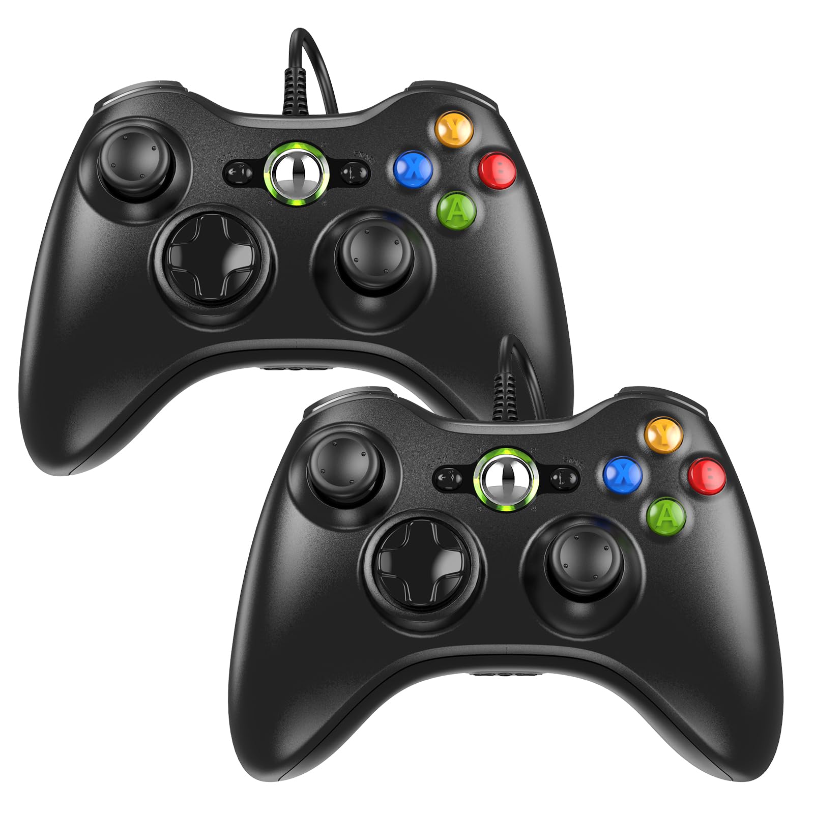 Diswoe Lot de 2 manettes pour PC Xbox 360 - Manettes de jeu USB filaires avec câble - Joystick USB - Manettes de jeu pour Win7/8/10/XP