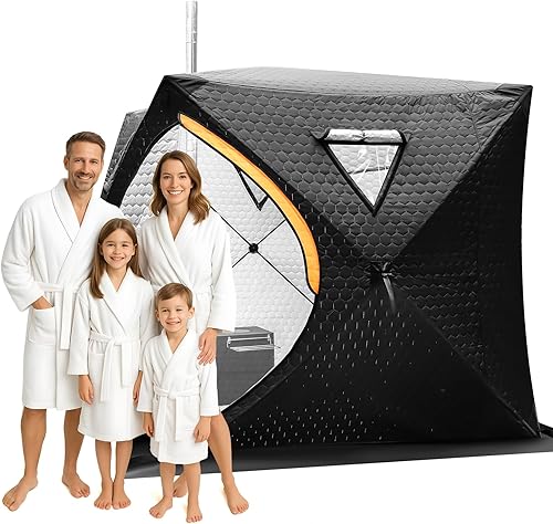 Tienda de campaña de sauna para 4 personas, 5.91 x 5.91 x 6.23 pies, caja de sauna seca para el hogar, tienda de campaña aislada de fácil