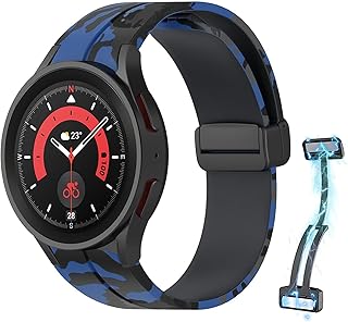 Dl3 Mobilak Silicone Band Magnetic Clasp 22MM Strap For Samsung galaxy watch3 45mm /galaxy 46mm/Gear S3/Huawei watch GT3 46MM/GT2E/GT2 Pro/GT GT2 46MM/Amazfit GTR 3/4 (Camouflage Blue)