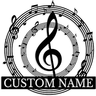 Personalized Music Notes Metal Sign,Custom Music Studio Name Wall Art,Musician Name Sign,Band Wall Hanging,Note Silhouette Decor (Style-5)