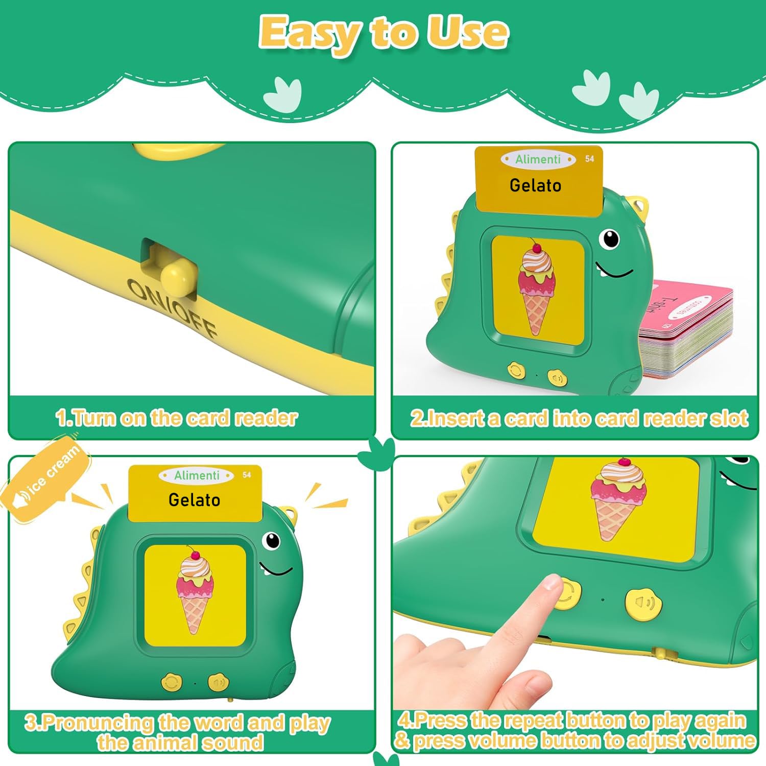 Afufu Gioco Educativo 2 3 4 5 6 Anni Montessori Schede Flash Cards Parlanti 112 Fogli 224 Parole, Carta Flash Giocattoli Apprendimento per Bambini, Giochi Educativi Regali di Compleanno(Italiano)