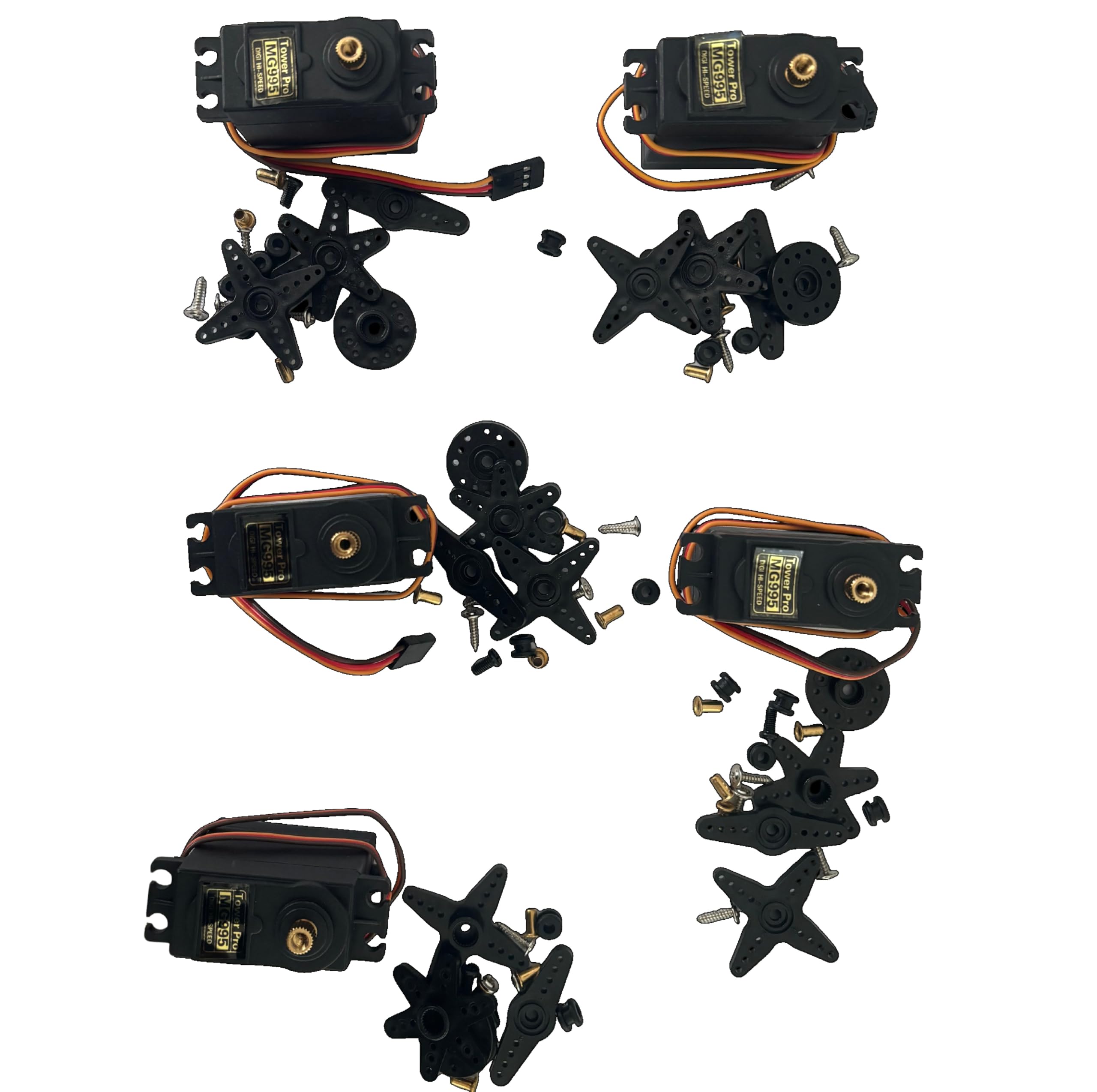 5 x MG 995 Servo Motore 360° Digitale ad Alta Coppia con Ingranaggi Metallici, Include Accessori di Montaggio e Cavo