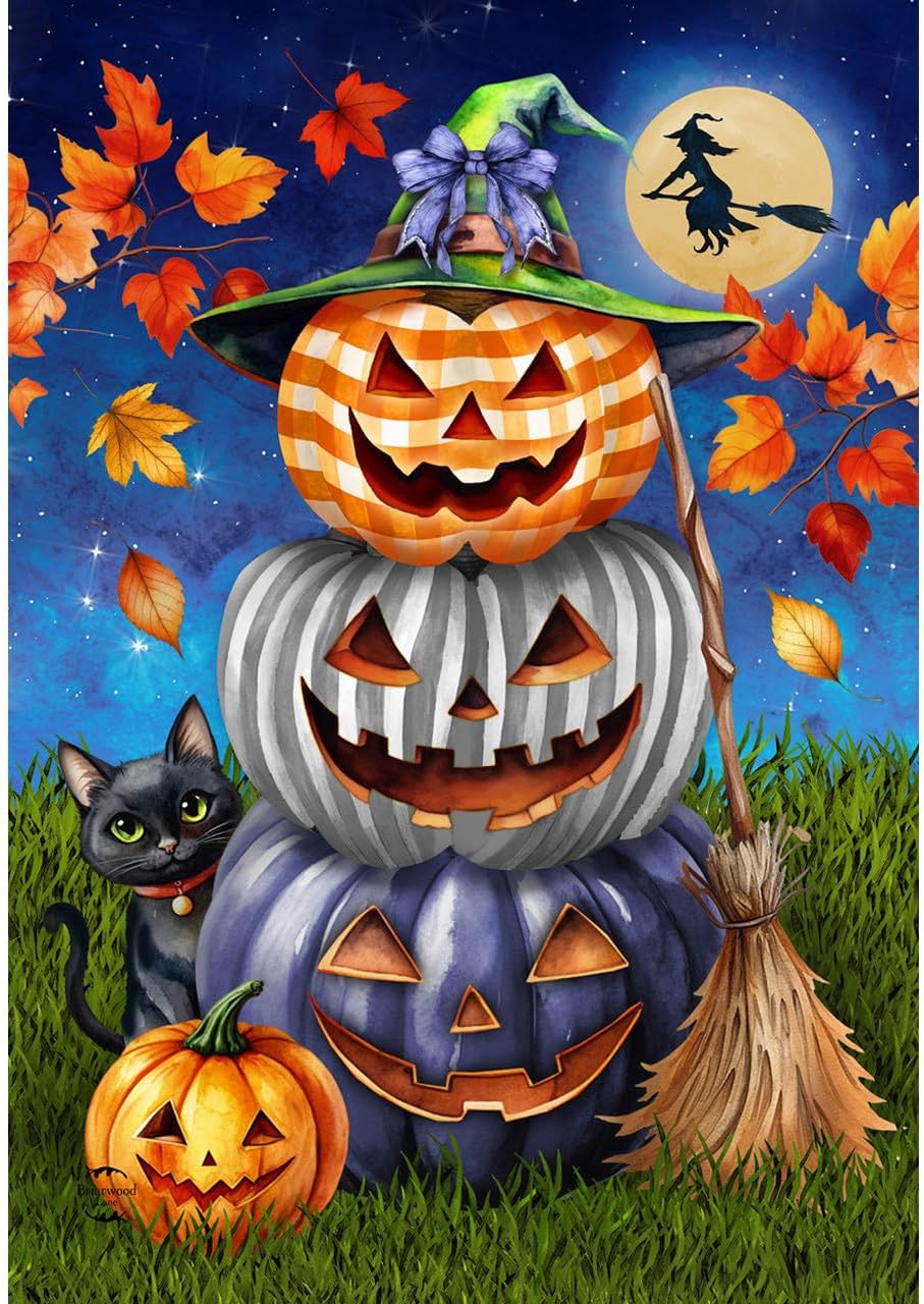 Trick Or Treat Pumpkin Burlap Halloween House Flag 28" x 40" Briarwood Lane