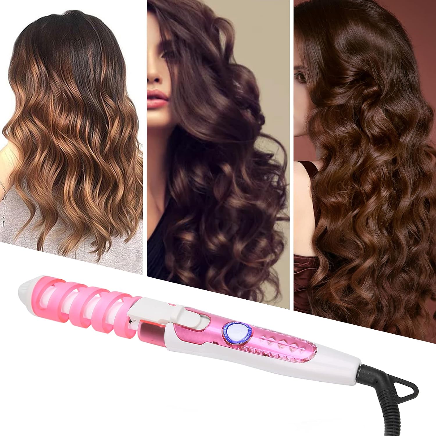Electric Hair Curler, Spiral Curling Iron Hair Curling Wand for Long and Short Hair, Professional Home Hair Salon Hairstyling Tool for Women and Gilrs (US Plug 100-240V)