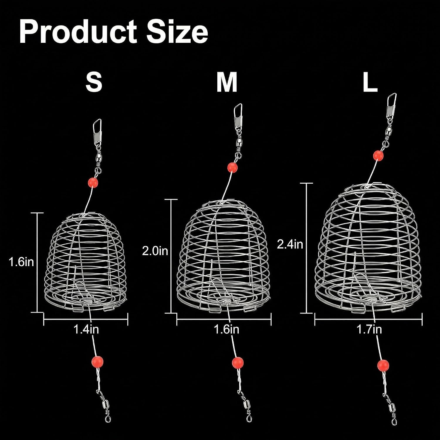 Persei 6 Pcs Carp Fishing Bait Trap Cage Feeder Lure Cage Fishing Basket Holder Coarse Fishing Tackle kit, Size S/M/L