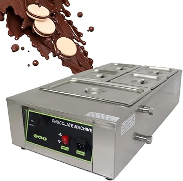 Commercial Chocolate Heater, 86-203F Electric Chocolate Tempering Machine, Stainless Steel Food Warmer Chocolate Melter,5Tank