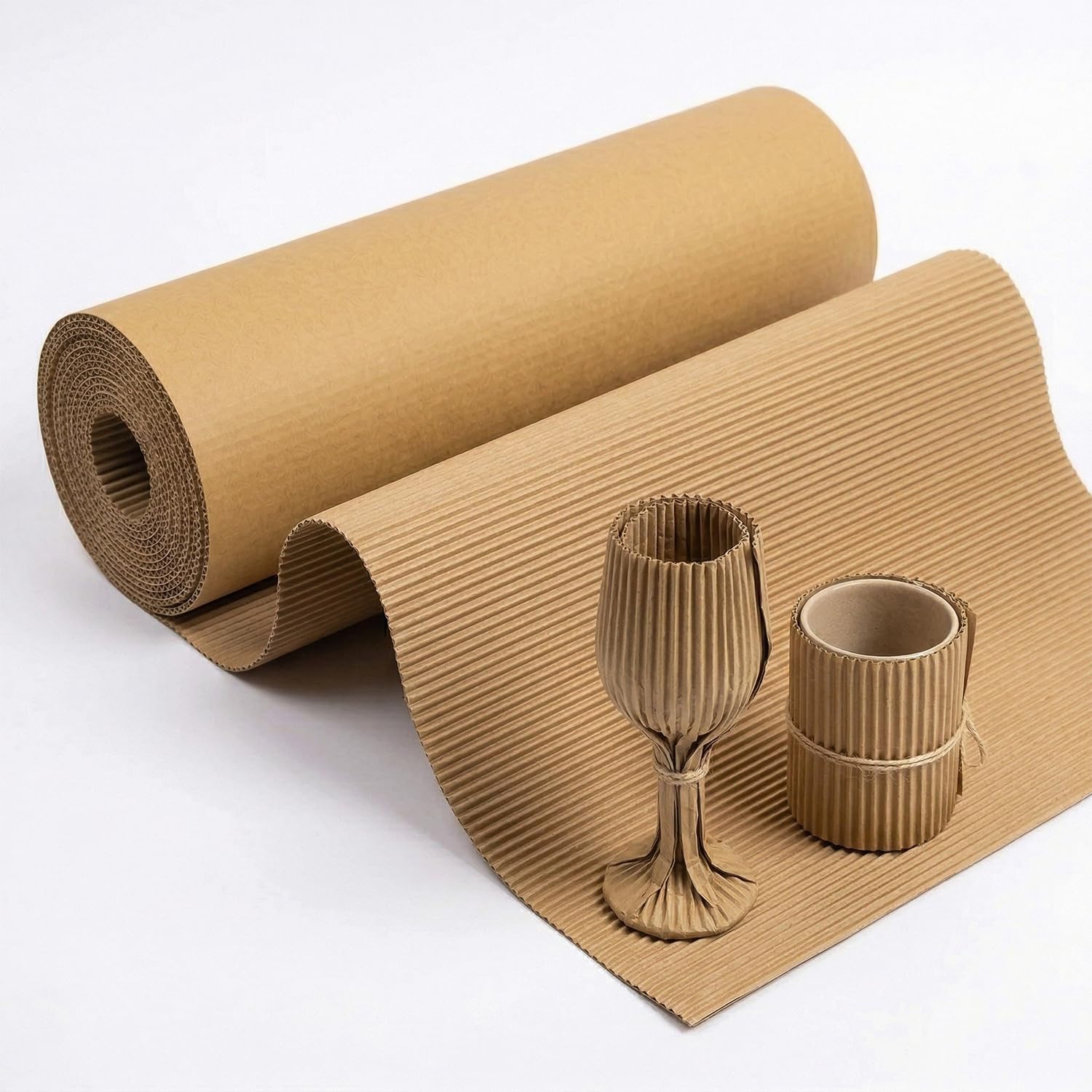 Trendy Home 2 Ply Corrugated Packaging Roll, 26 Inch x 5 Meter, 150/120 GSM Brown Kraft Paper Roll, Heavy Duty Packing, Wrapping & Cushioning Roll, Eco-Friendly Recyclable Packaging Material, 1050g-image-2
