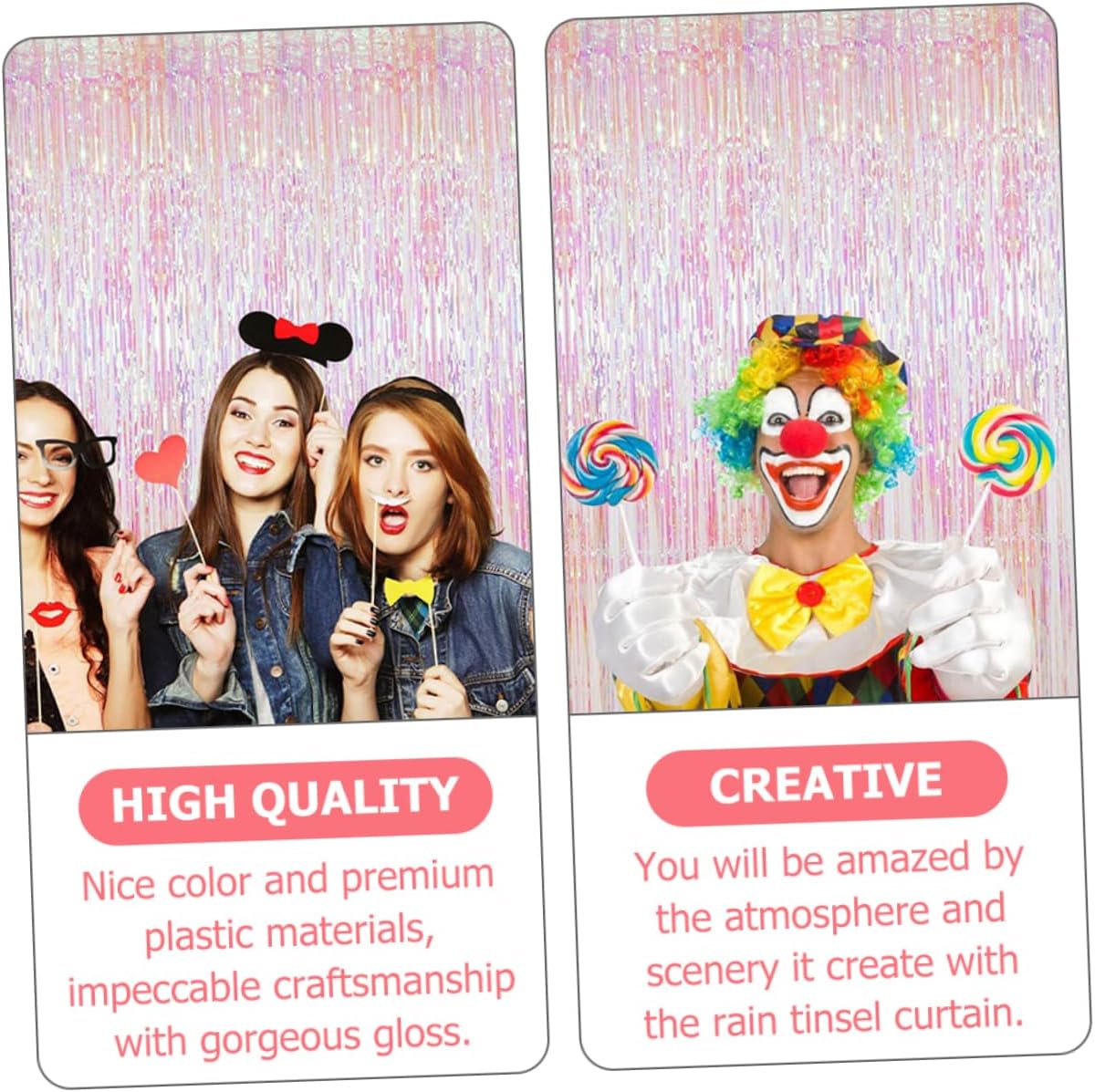 MAGICLULU 2sets Rainbow Tinsel Curtains for Birthday Party Backdrop Decorative Foil Fringe Streamers Chic Photo Prop for Celebrations and Festivals Wide High