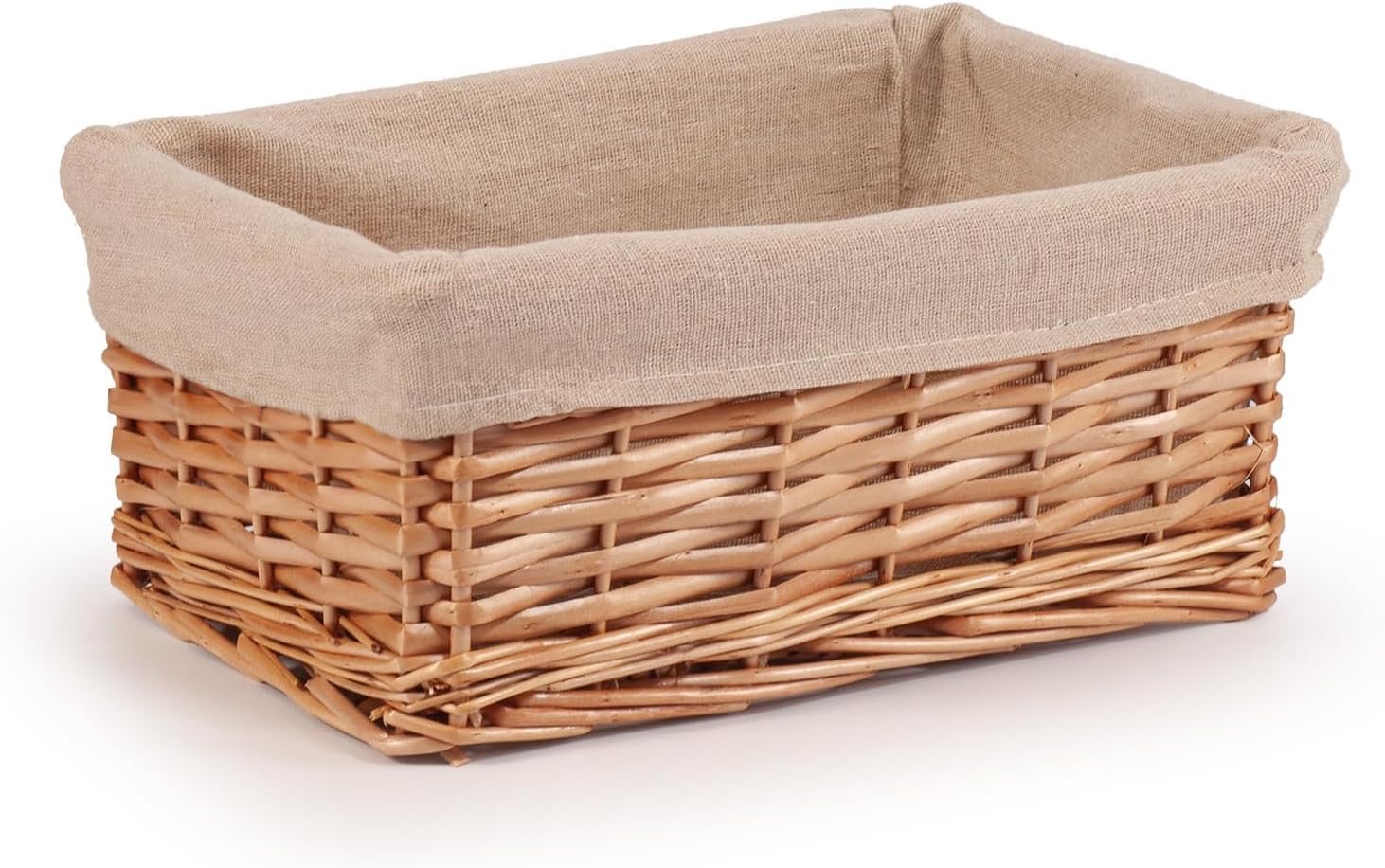 woodluvWillow Wicker Storage Basket for Shelves, Gift Hamper Basket, Multi-purpose Decorative Organiser Baskets, Small - Natural