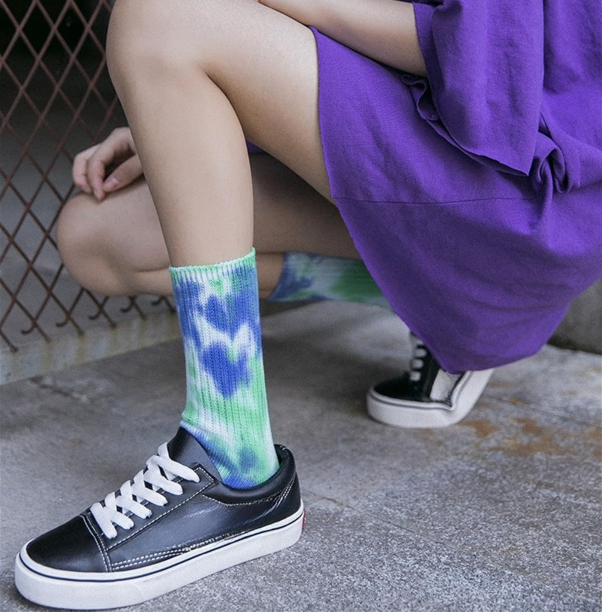Women's Tie-Dye Cotton Mid-Calf Socks, 10-Pair Pack - Moisture-wicking Athletic Socks With A Gradient Color Design.