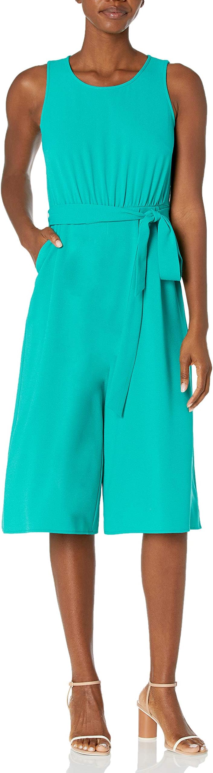 NINE WEST womens BELTED CROP CREPE JUMPSUIT Casual Dress