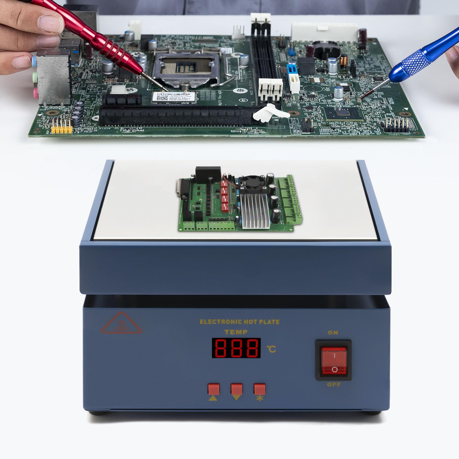 200X200 mm Mikrocomputer Elektrische Heizplatte, 220-250V Digitale LCD-Elektronische Heizplatten-Vorheizstation, Heizung Vorwärmen Löten Vorwärmstation