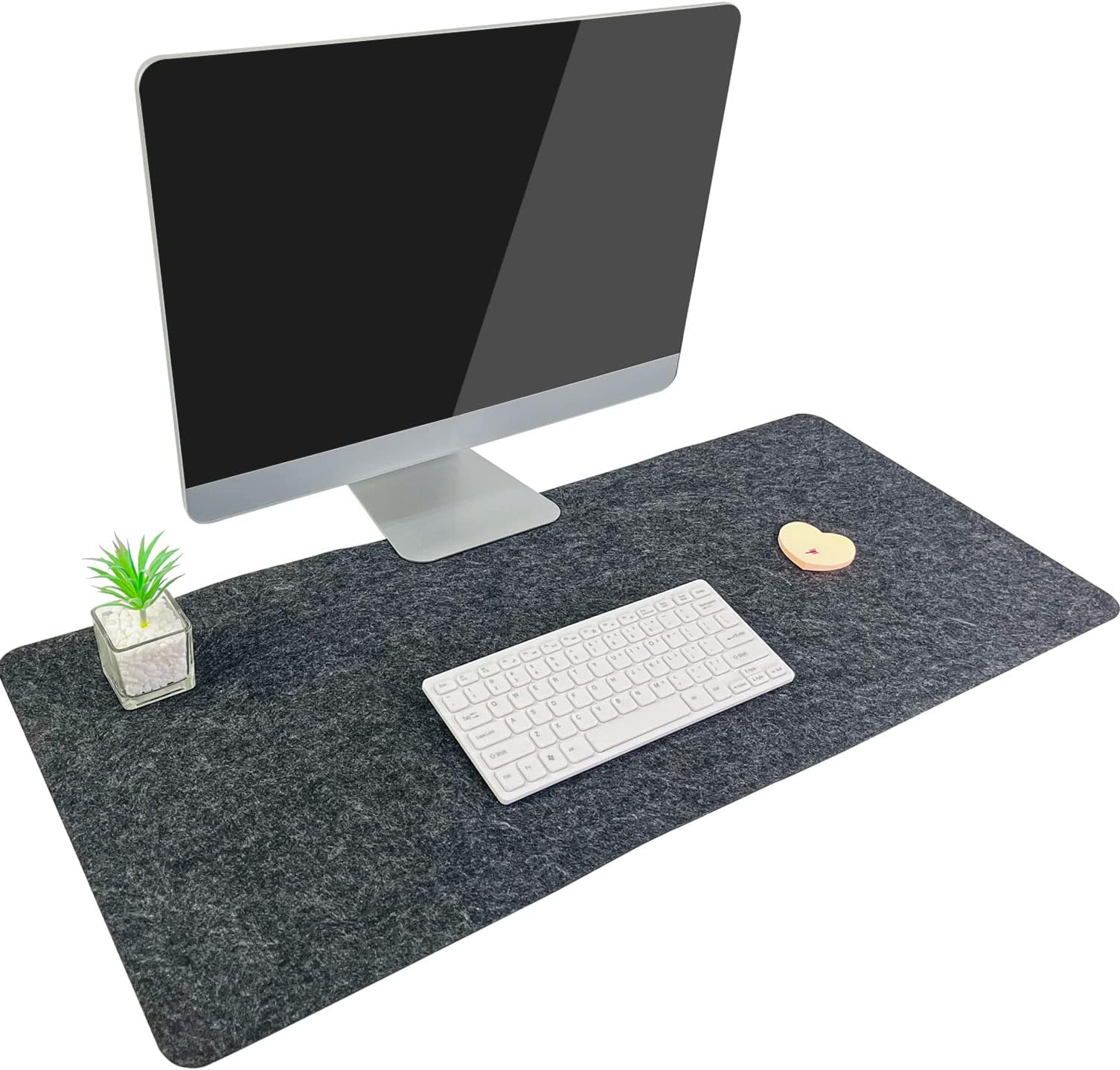 DAWNTREES Extra Large Felt Desk Pad,39.4" X 15.8" Large Keyboard Mat, Mouse Pad, Grey Computer XL Desk Pad (Dark Gray)
