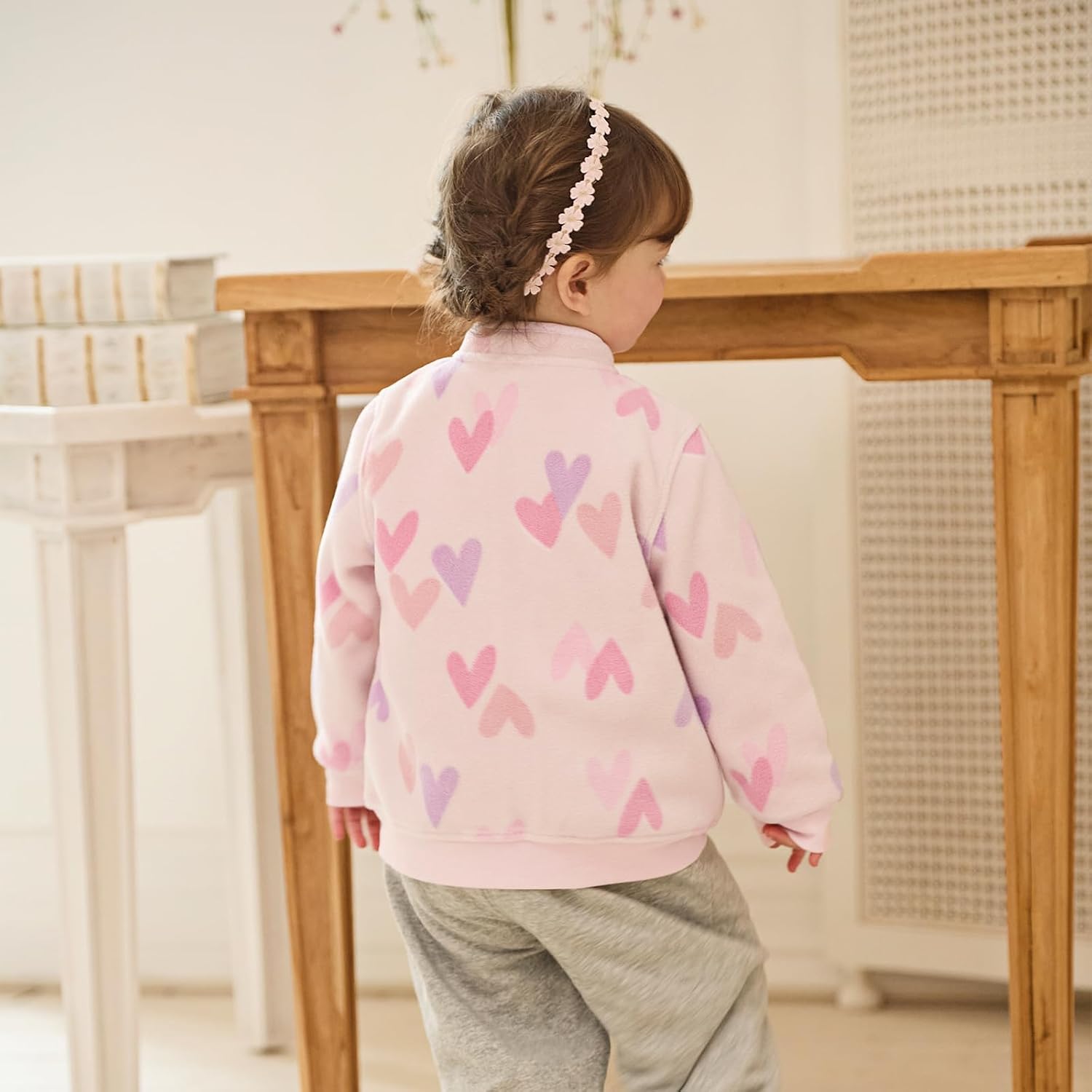DAVE&BELLA Toddler Printed Polar Fleece Jacket Spring Fall Outerwear Coat