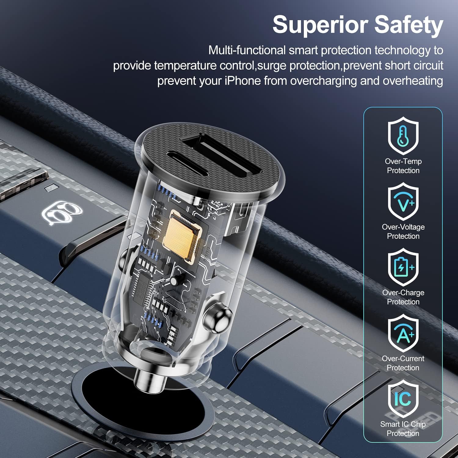 Super Fast Charger Type C Charging Block 25W,Samsung 27W Car Charger Fast Charging Type C,USB C Car Charger Adapter for Samsung Galaxy S23/S22/S21/S20 5G Plus Ultra S10 S10e S9 S8&6ft C to C Cable*2