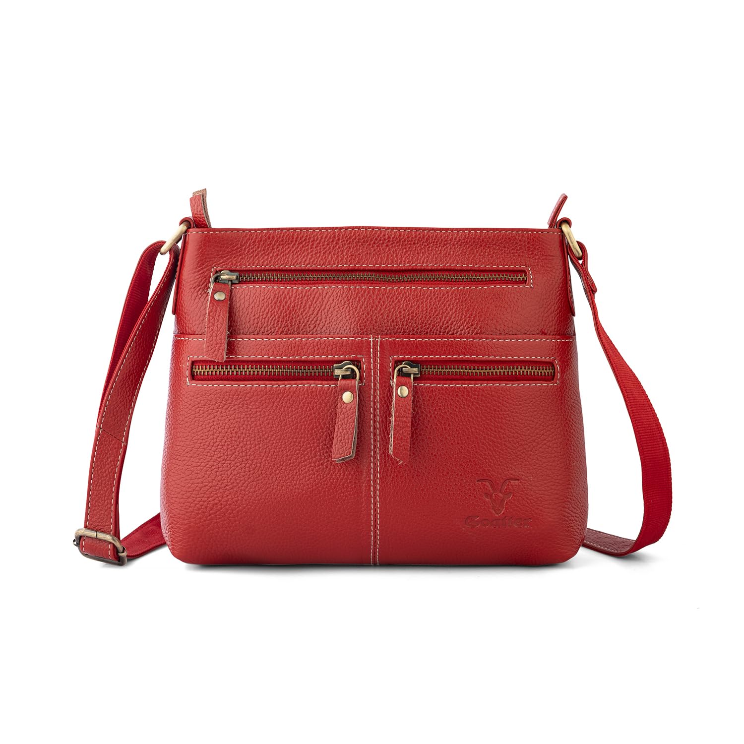 goatter Genuine Soft Leather Multi Pocket 10" Inch Sling Cross-BodyBag for Girls And Women,-picture-29