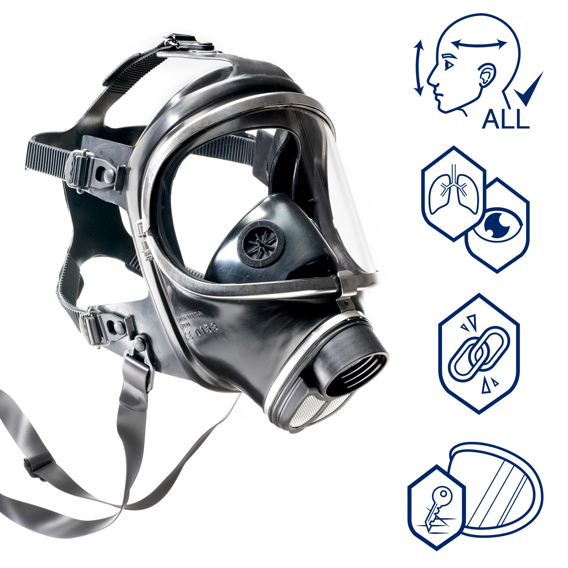Dräger Panorama Nova RA | Máscara de protección completa con filtro de protección civil contra emergencias biológicas y químicas