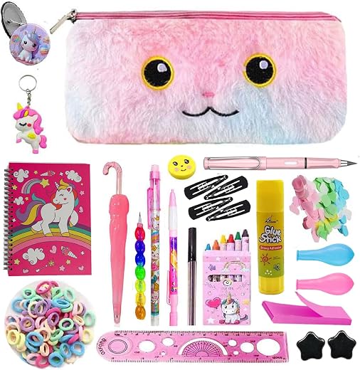 20pcs Jumbo Stationery Kit for Kids, Unicorn Theme Stationery Set, All Stationery for Girls Unicorn Pencil Pouch with Diar...