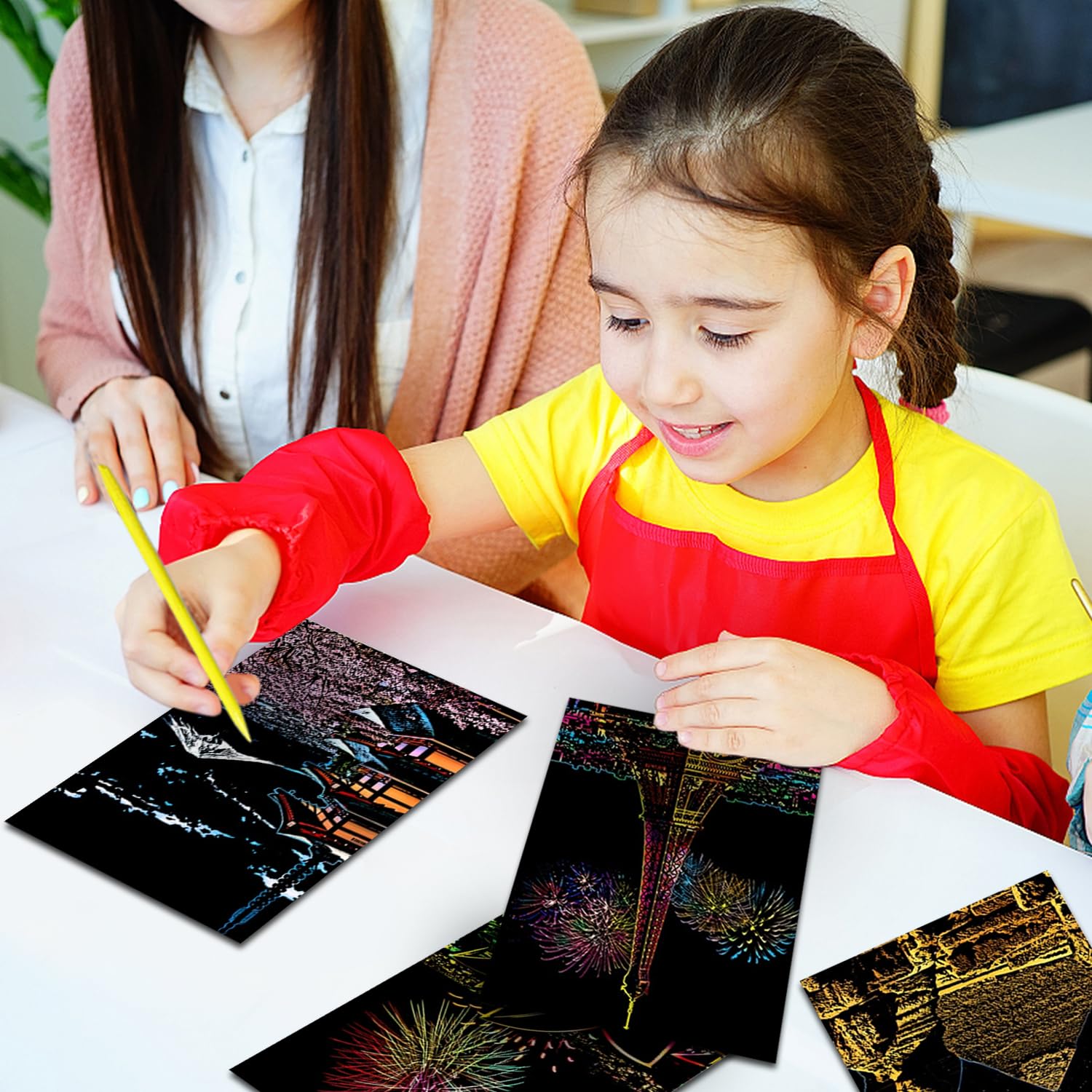 Georgie Porgy Zestaw obrazków do zdrapywania dla dzieci i dorosłych, Magic Rainbow Scratch Art, papier do zdrapywania na Boże Narodzenie, prezent urodzinowy z zestawem narzędzi do zdrapywania (A5