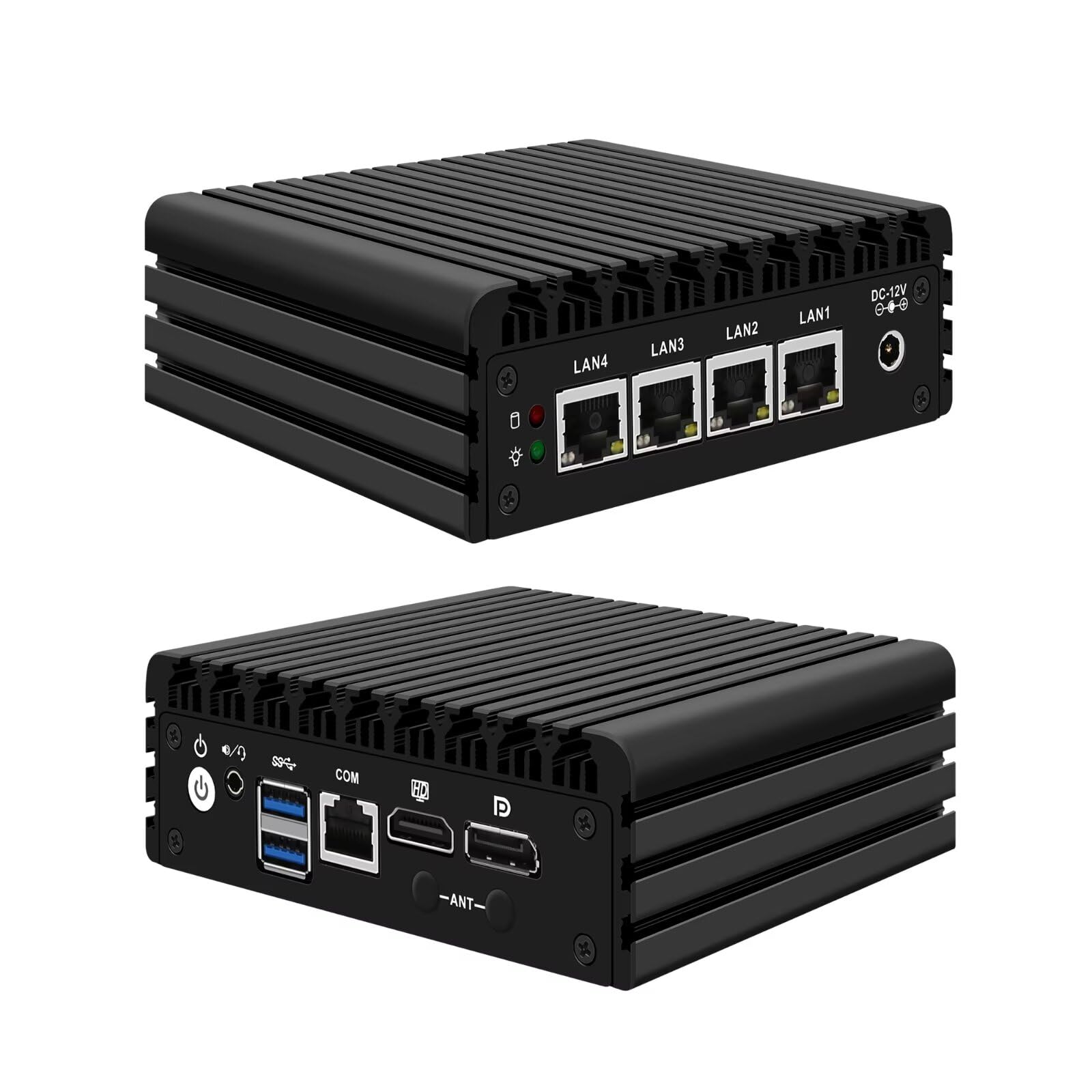 SJRC Pentium J3710 Fanless Mini PC, 4 x 2,5 GbE LAN, OPNsense Micro Firewall Appliance Dual 4K HD/DP, Desktop Compact PC 8 GB DDR3 RAM 256 GB SSD, RJ45 COM, 2 x USB 3.0 do domowego biura