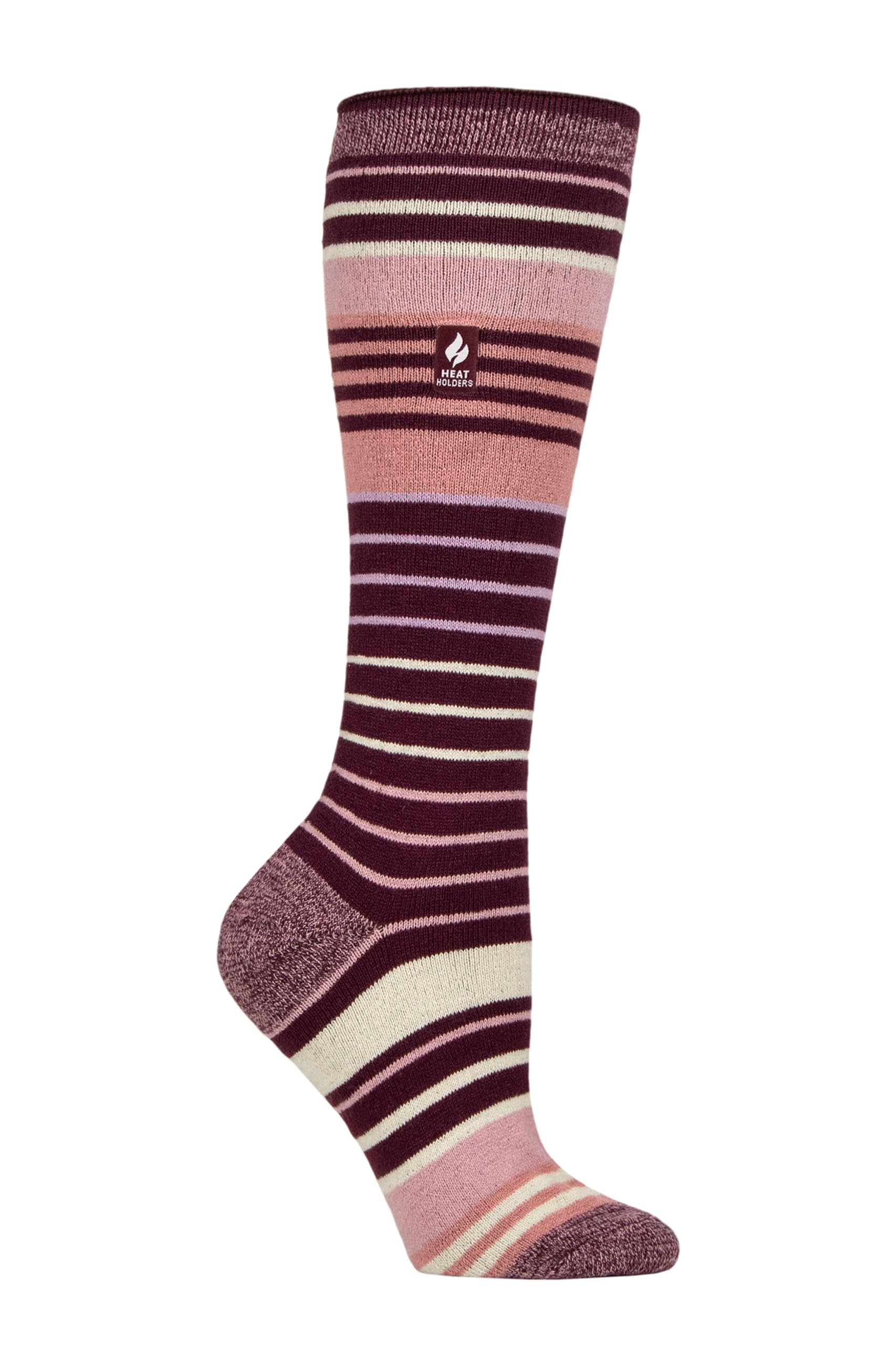 Ladies Ultra Lite Jura Long Ski & Snow Sports Socks - Cabernet & Rose Blush
