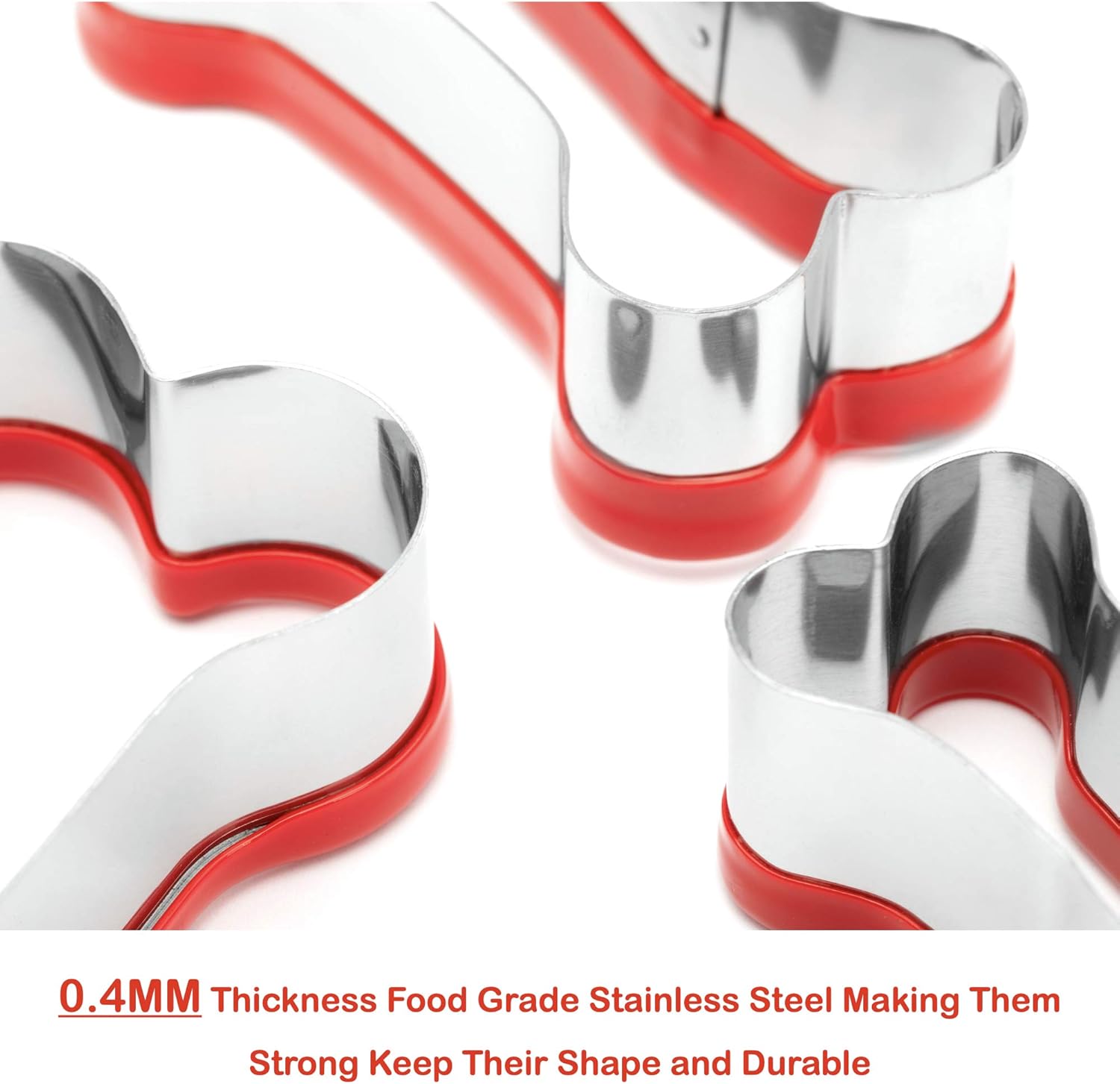 3-Piece Dog Bone Cookie Cutters Set - Dog Treats Cutters, Bone Shapes, 2.4" to 3.9" Soft PVC Coated - Image 4