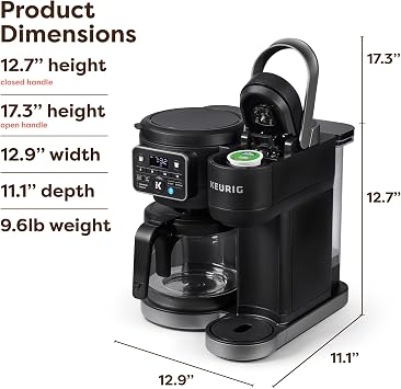 Keurig K-Duo Hot & Iced Single Serve & Carafe Coffee Maker, MultiStream Technology, 72oz Reservoir (Gen 2) | Multistream Tech, Brews K-Cup Pods and Grounds, Brew-over-Ice, Strong and Extra Hot, 6-12 Oz Cups, 6-12 Cup Carafe