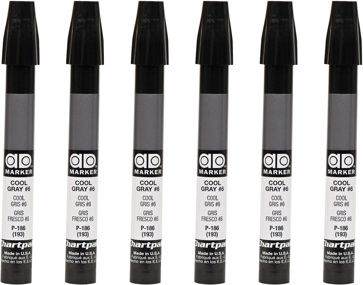 AD Marker The Original Chartpak, Tri-Nib, 25 Assorted Warm/Cool Grey Colors in Tabletop Cube, 1 Each (E)