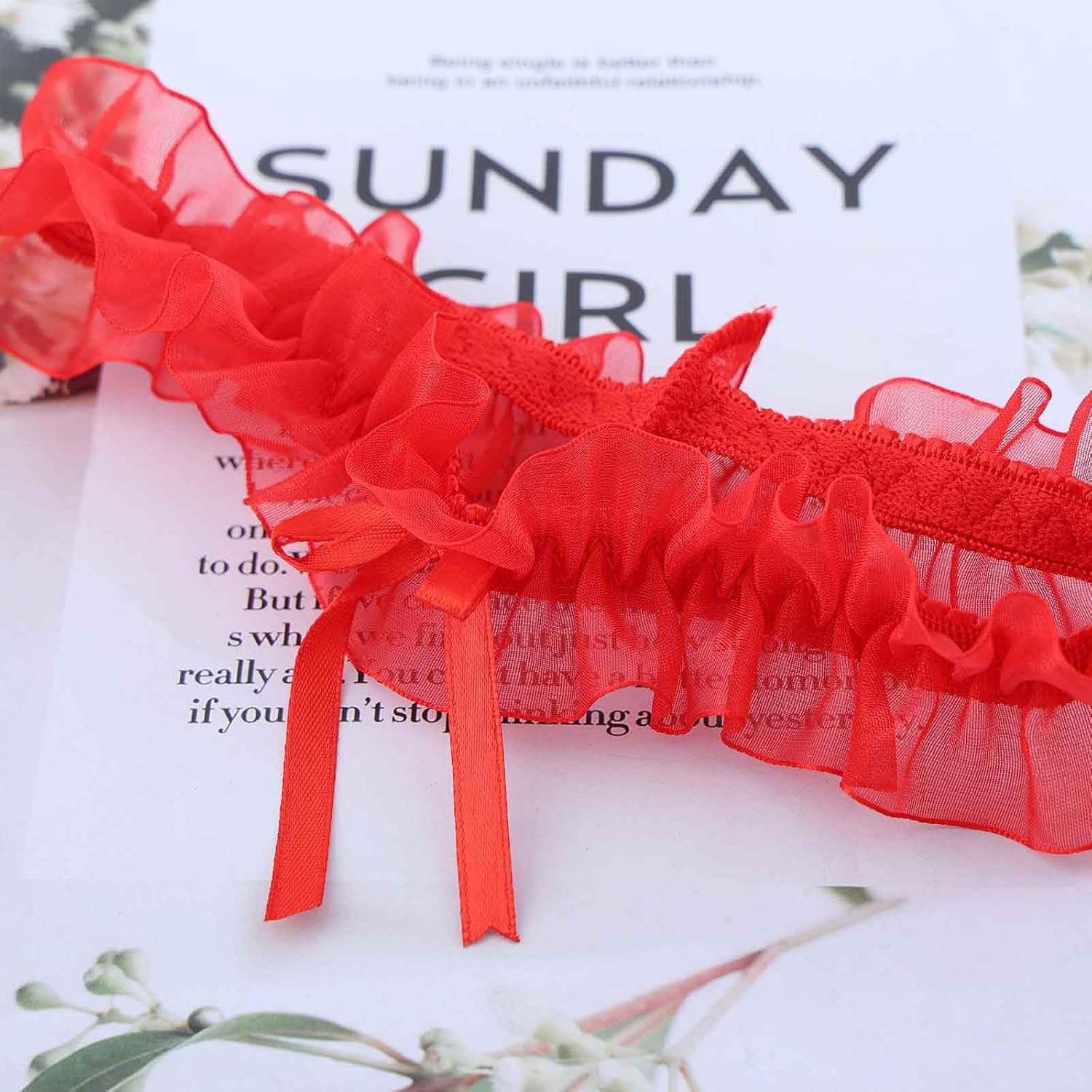 Giarrettiere da sposa Anello elastico per la coscia con fascia elastica per la gamba, Giarrettiera con strass per il ballo di fine anno della festa nuziale (Colore : Rosso) (Rosso Taglia unica