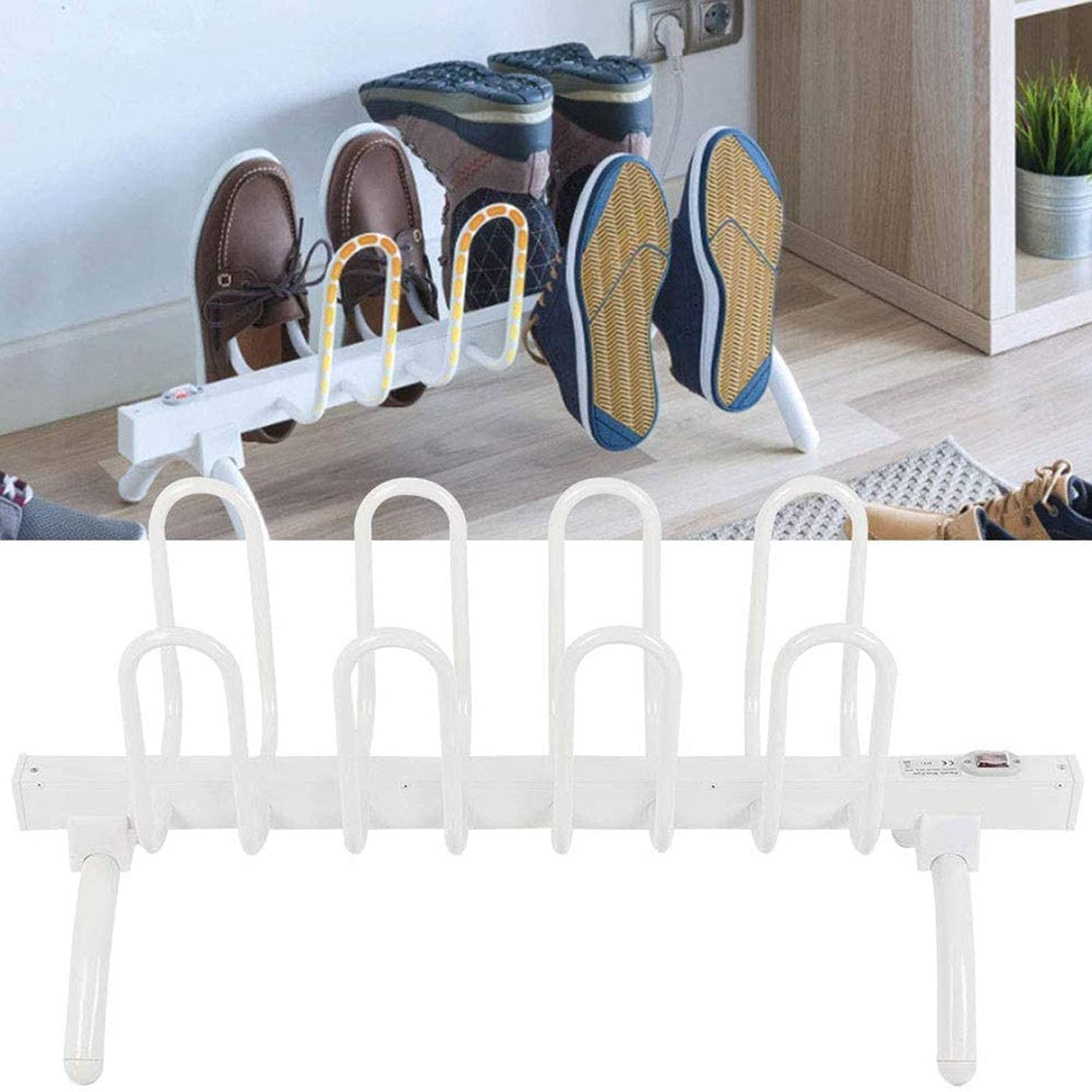 Asciuga Scarponi, asciuga Scarpe in Piedi, scaldascarpe Elettrico 8 Rack Stendino riscaldato Plug-in per Calze e Guanti