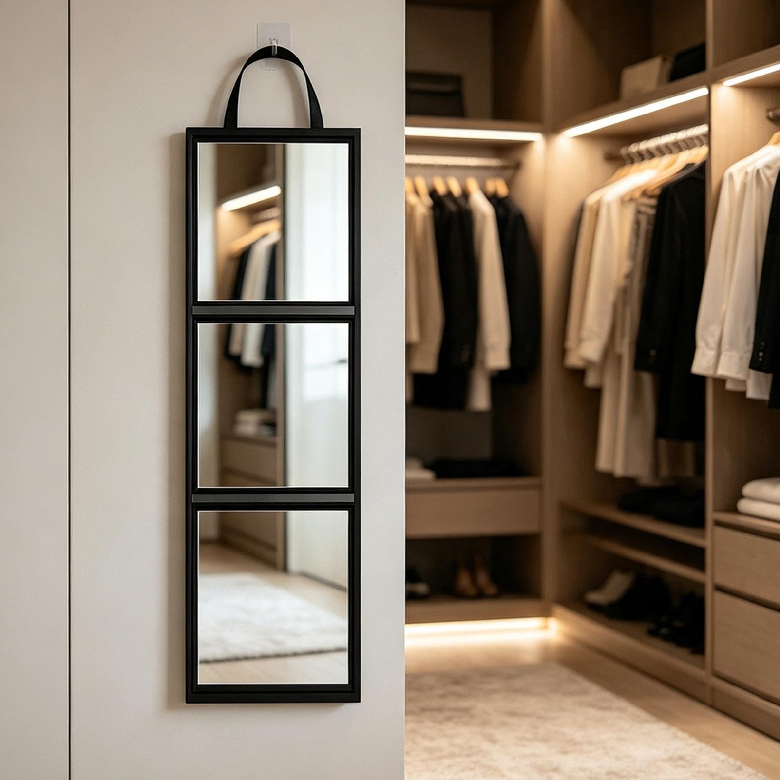 Generico Specchio Intero 116,84 x 30,48 cm Portatile Pieghevole a Tre Ante