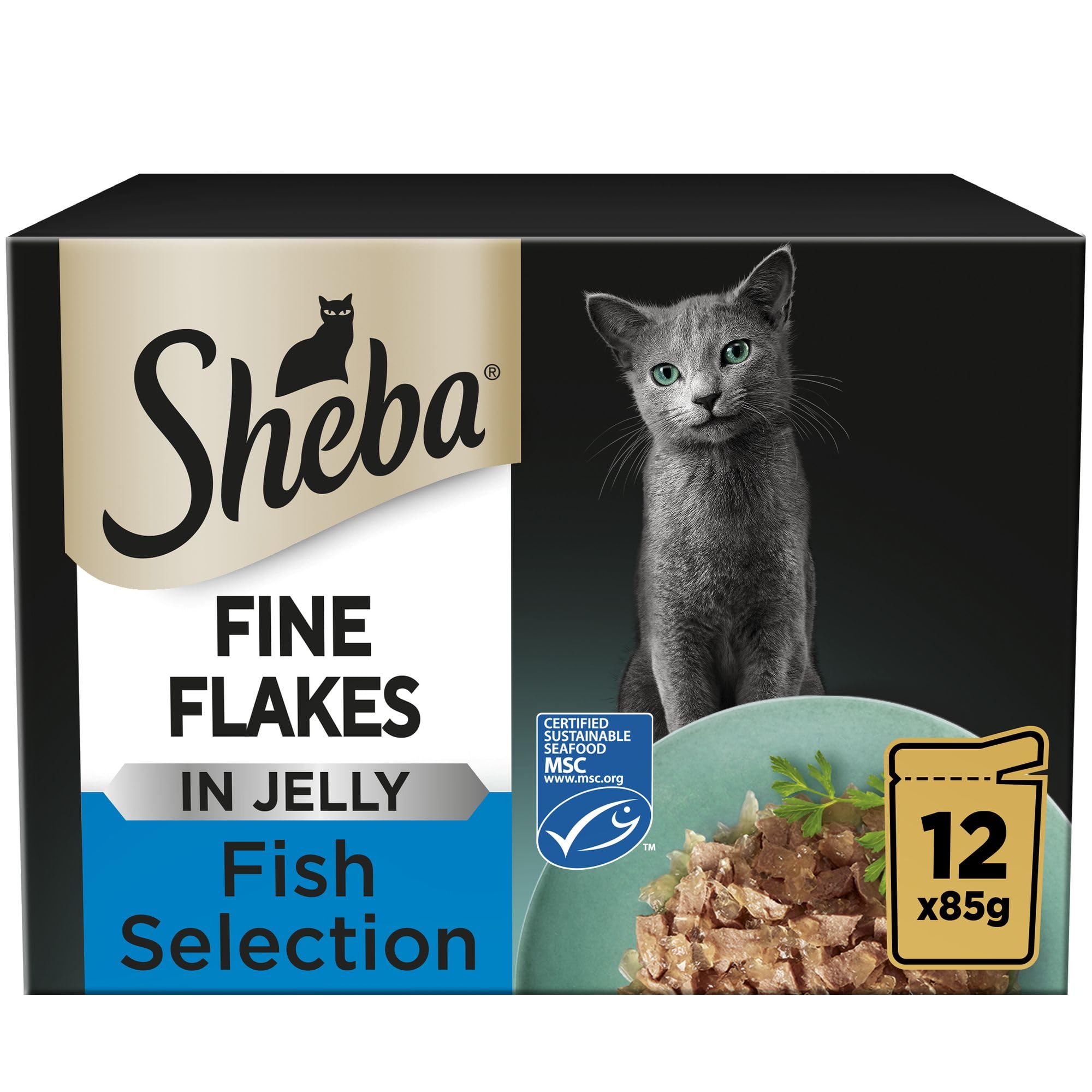 Fine Flakes in Jelly - Fish Collection - Wet Cat Food Pouches for Adult Cats - 48 x 85 g