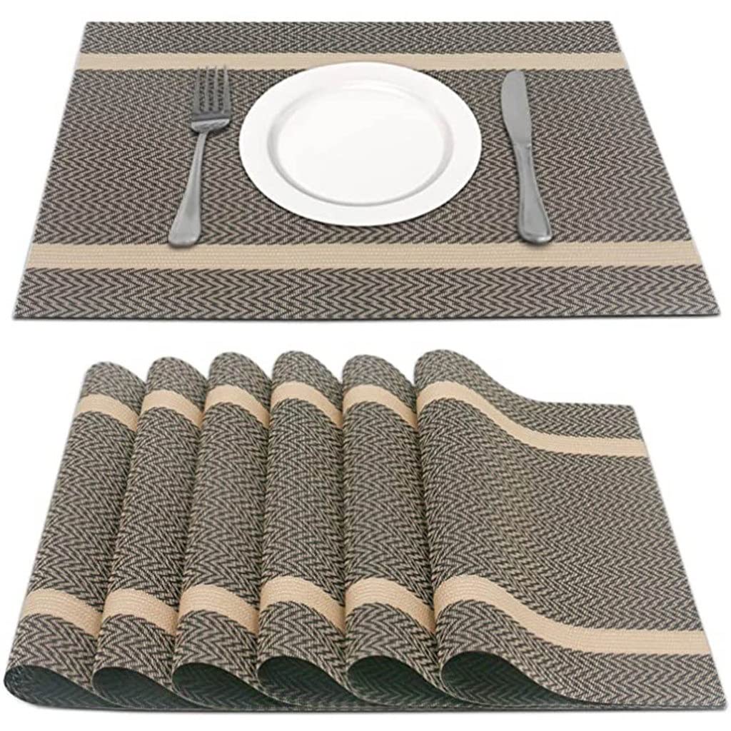 Décoration de Table, Sets de Table, Ensemble de 6 Sets de Table de Cuisine en PVC Lavable, Accessoires, Dessous de Verre, Verre à vin