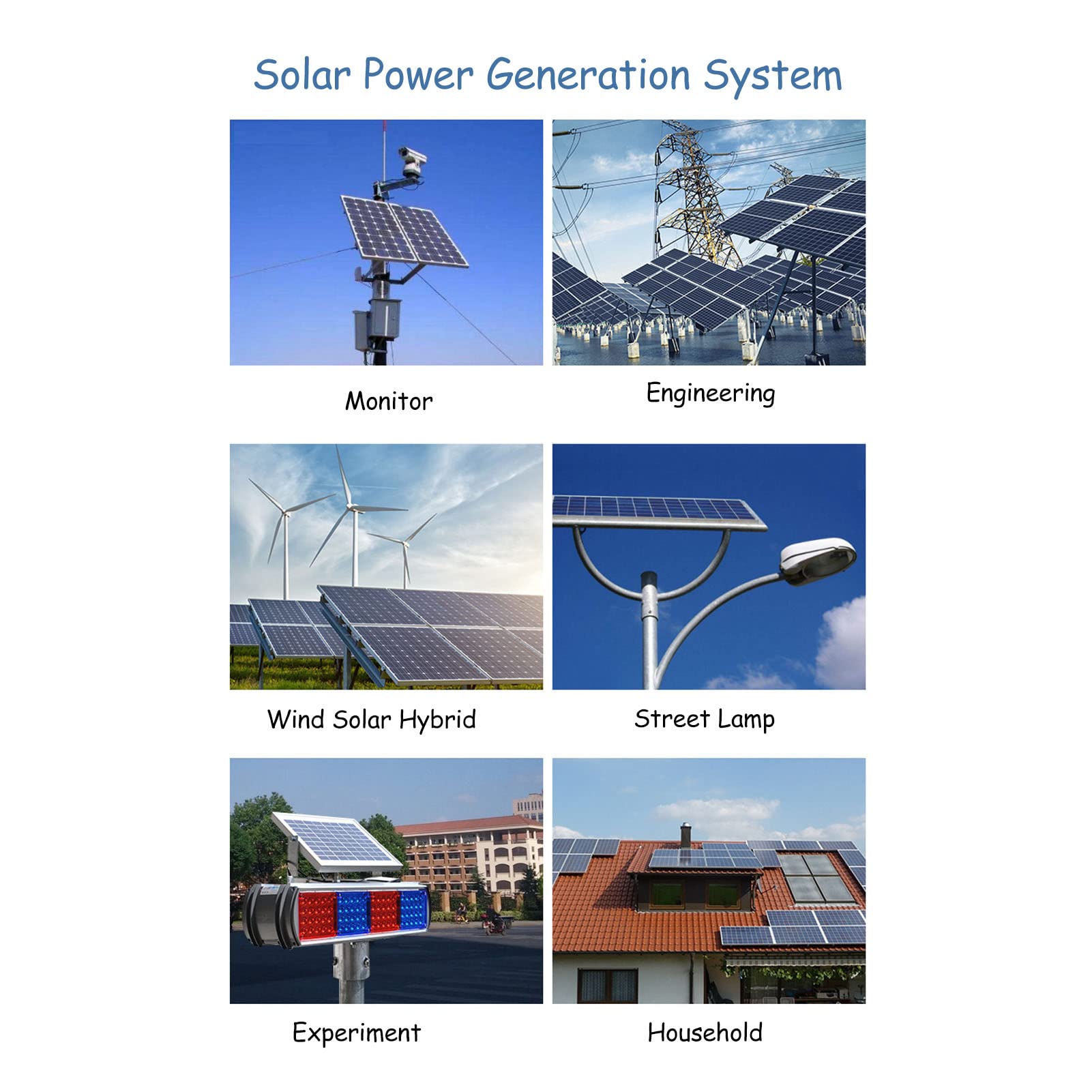 Pannello Solare, Pannello Fotovoltaico in Silicio Monocristallino 20W 18V, Uscita Stabile Struttura Semplice Buona Fattibilità per di Monitoraggio della Generazione di Energia per Uso